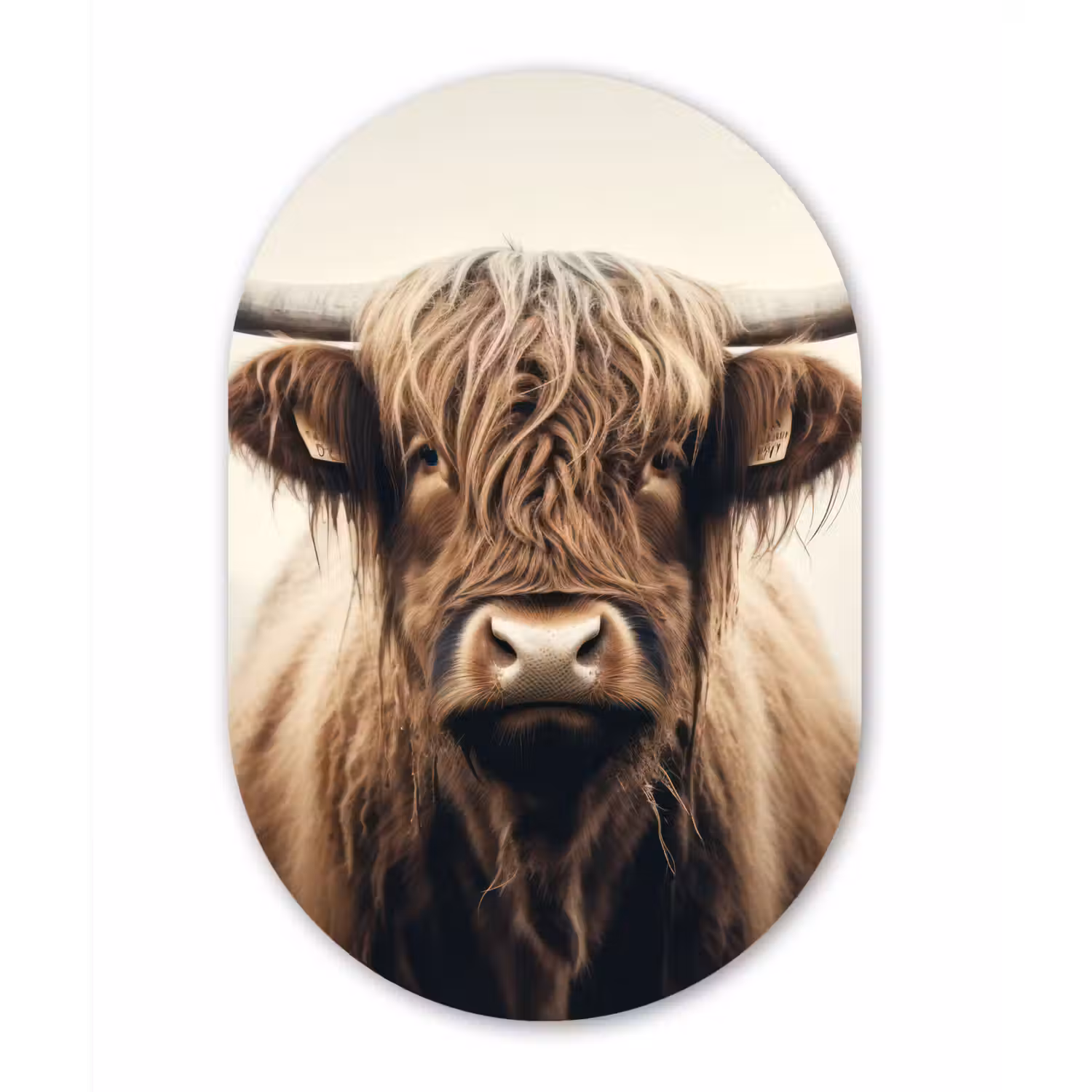 Schotse hooglander - Hoorns - Landschap Wandcirkel Ovaal Forex klein -3d