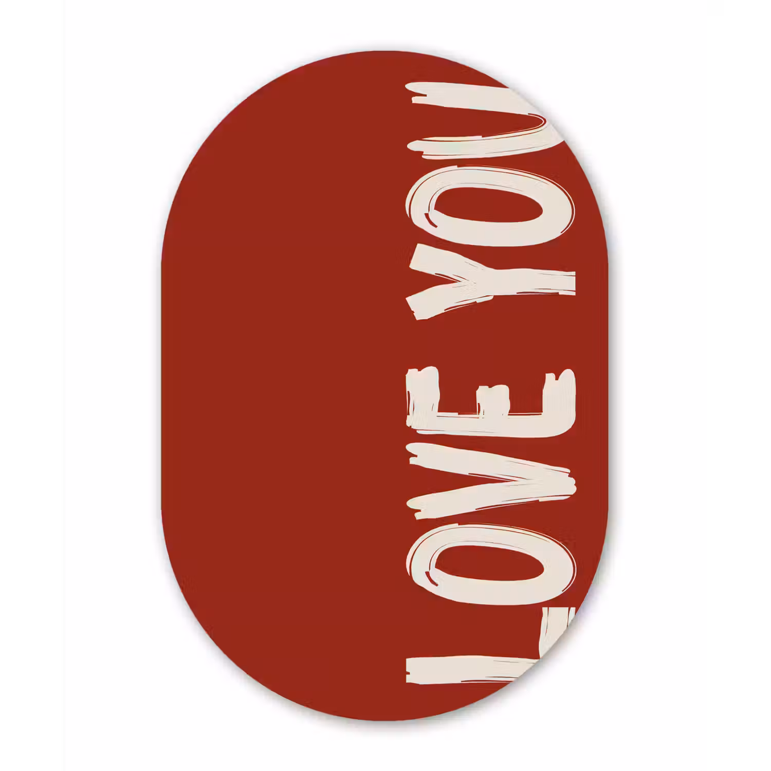 Schuin - Loveyou - Rood Wandcirkel Ovaal Forex klein -3d
