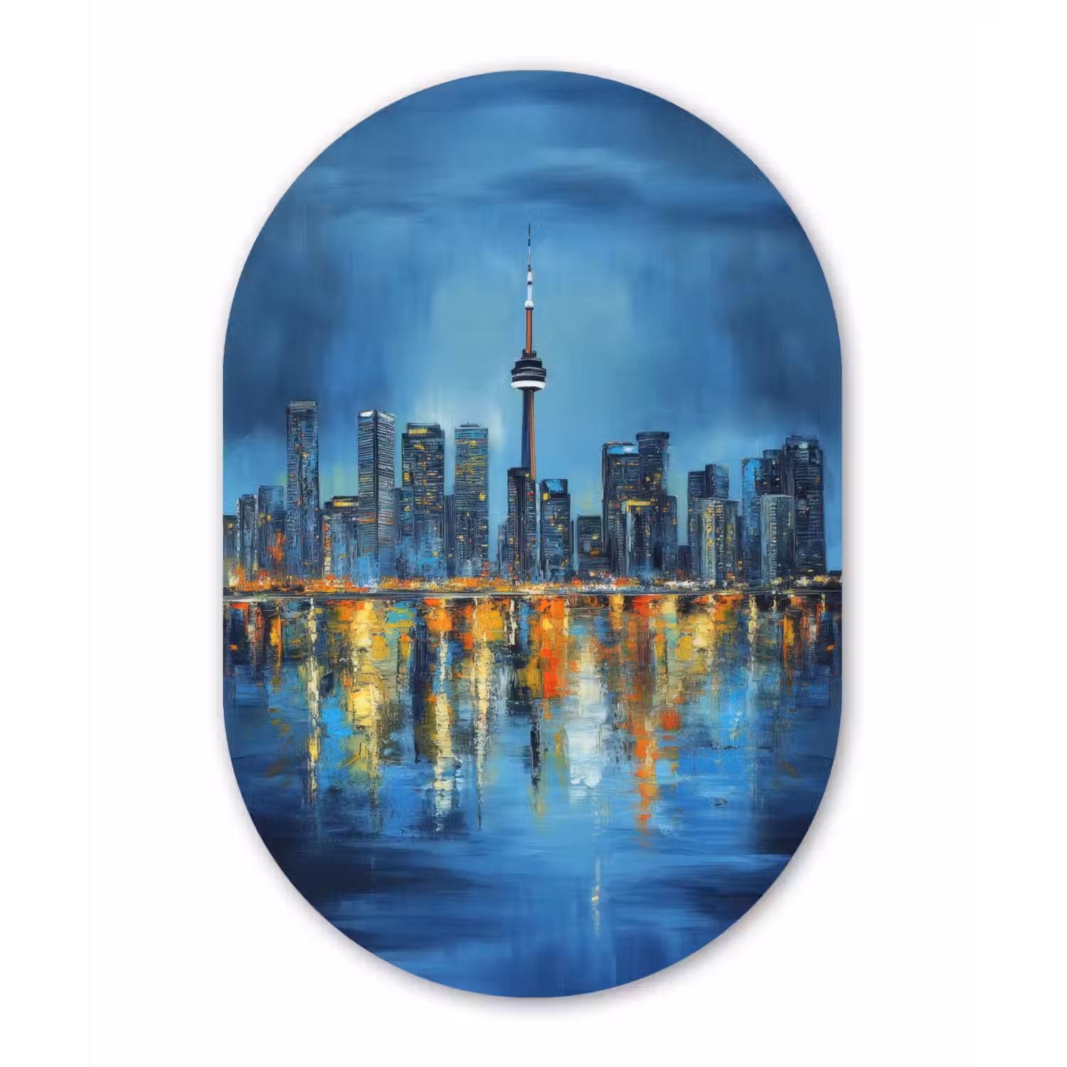 Skyline Toronto - Water - Stadslichten - Toren Wandcirkel Ovaal Forex klein -3d