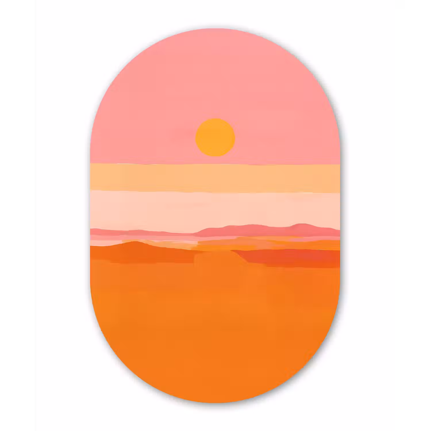 Zon - Abstract - Landschap - Oranje Wandcirkel Ovaal Forex klein -3d