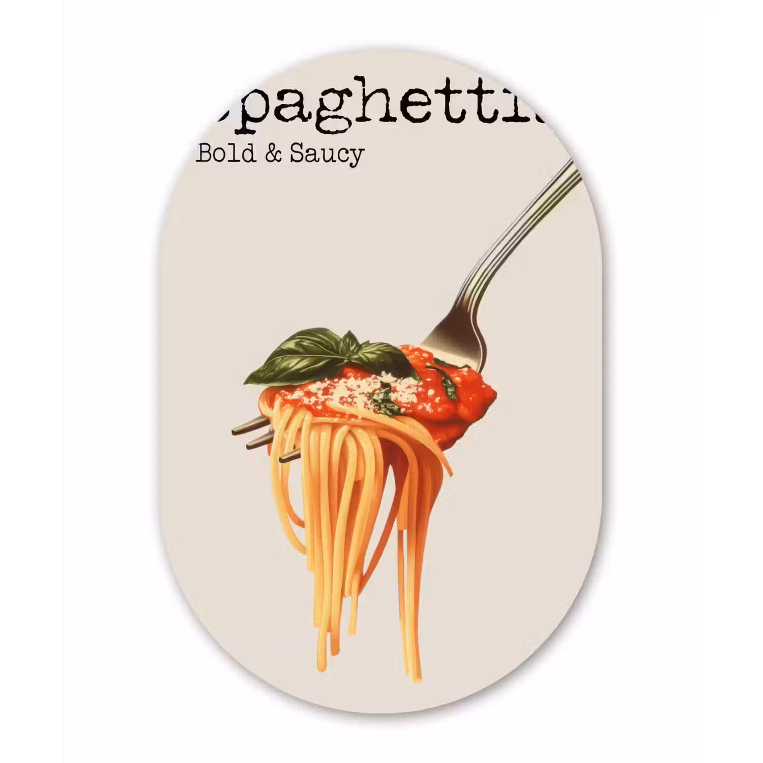 Spaghetti - tomatensaus - Parmezaanse kaas Wandcirkel Ovaal Forex klein -3d