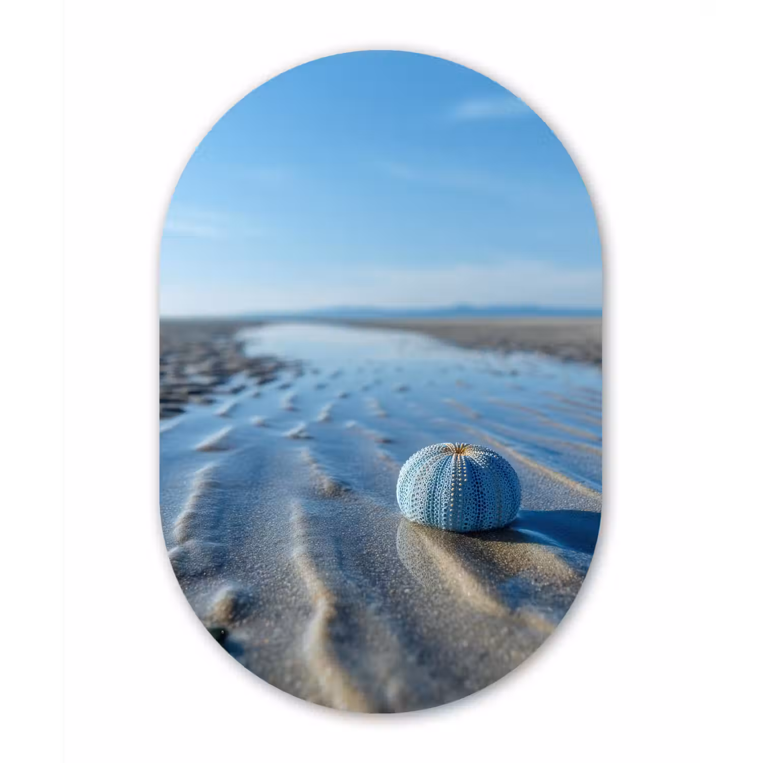 Strand - Schild - Water - Blauw Wandcirkel Ovaal Forex klein -3d