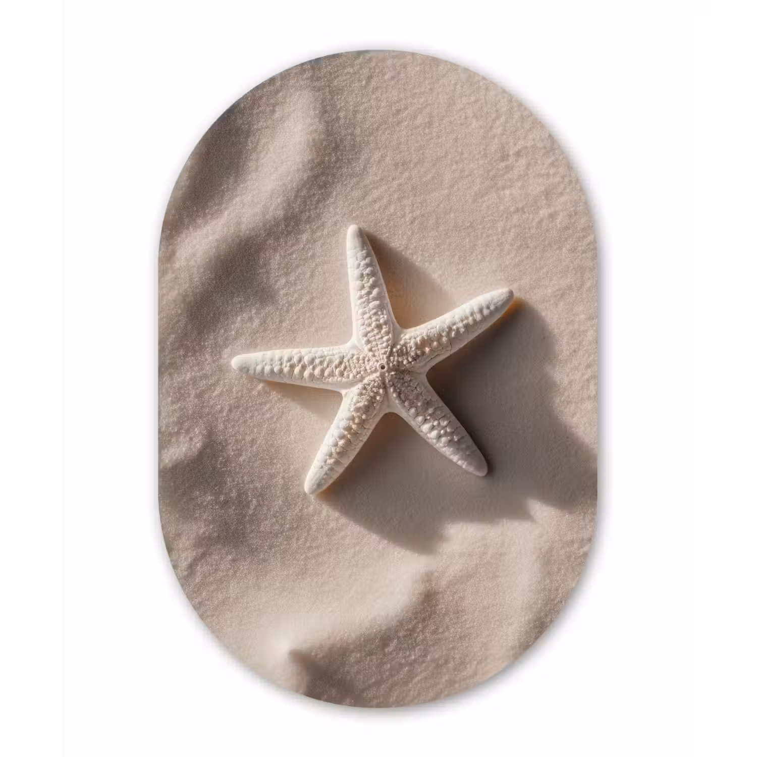 Strand - Zeester - Zand - Beige Wandcirkel Ovaal Forex klein -3d