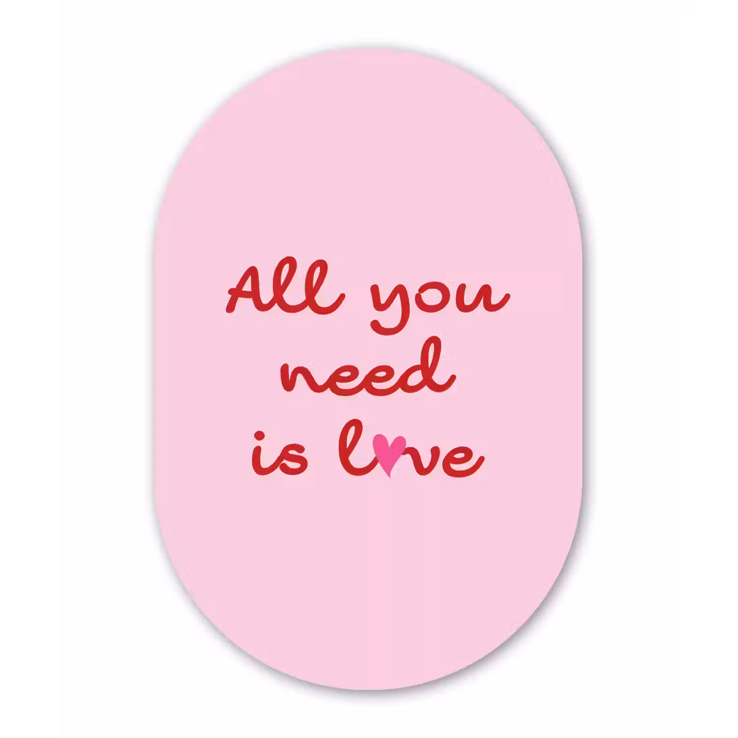 Tekst - Roze - Love - Hart Wandcirkel Ovaal Forex klein -3d