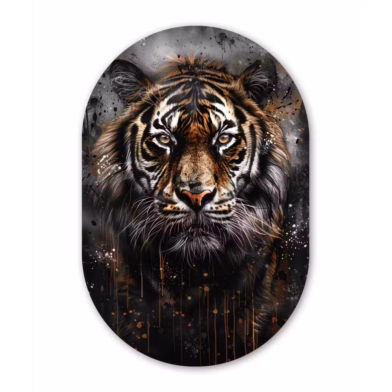 Tijger - Dieren - Portret - Luxe - Zwart Wandcirkel Ovaal Forex klein -3d