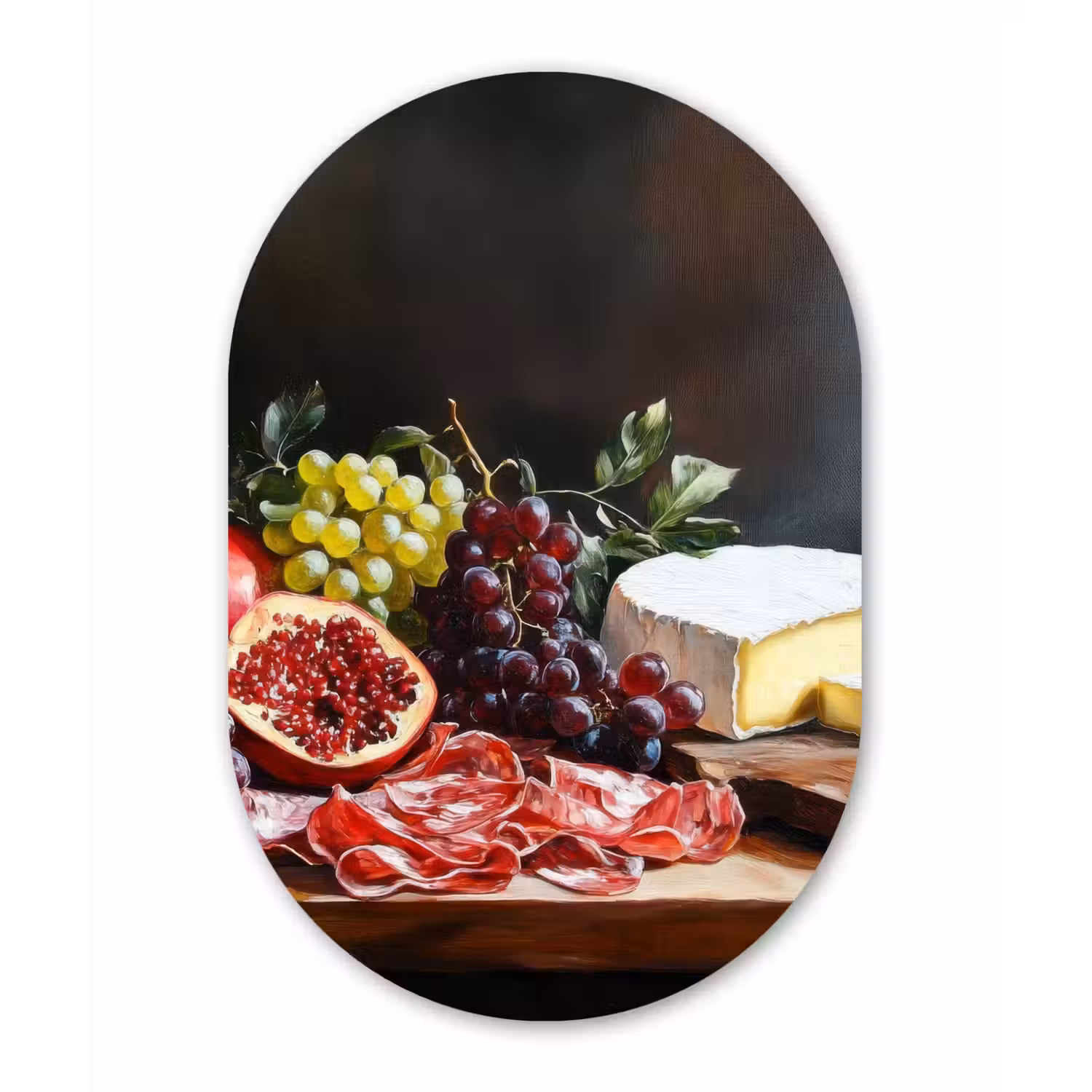 Borrelplank - Stilleven - Vintage Wandcirkel Ovaal Forex klein -3d