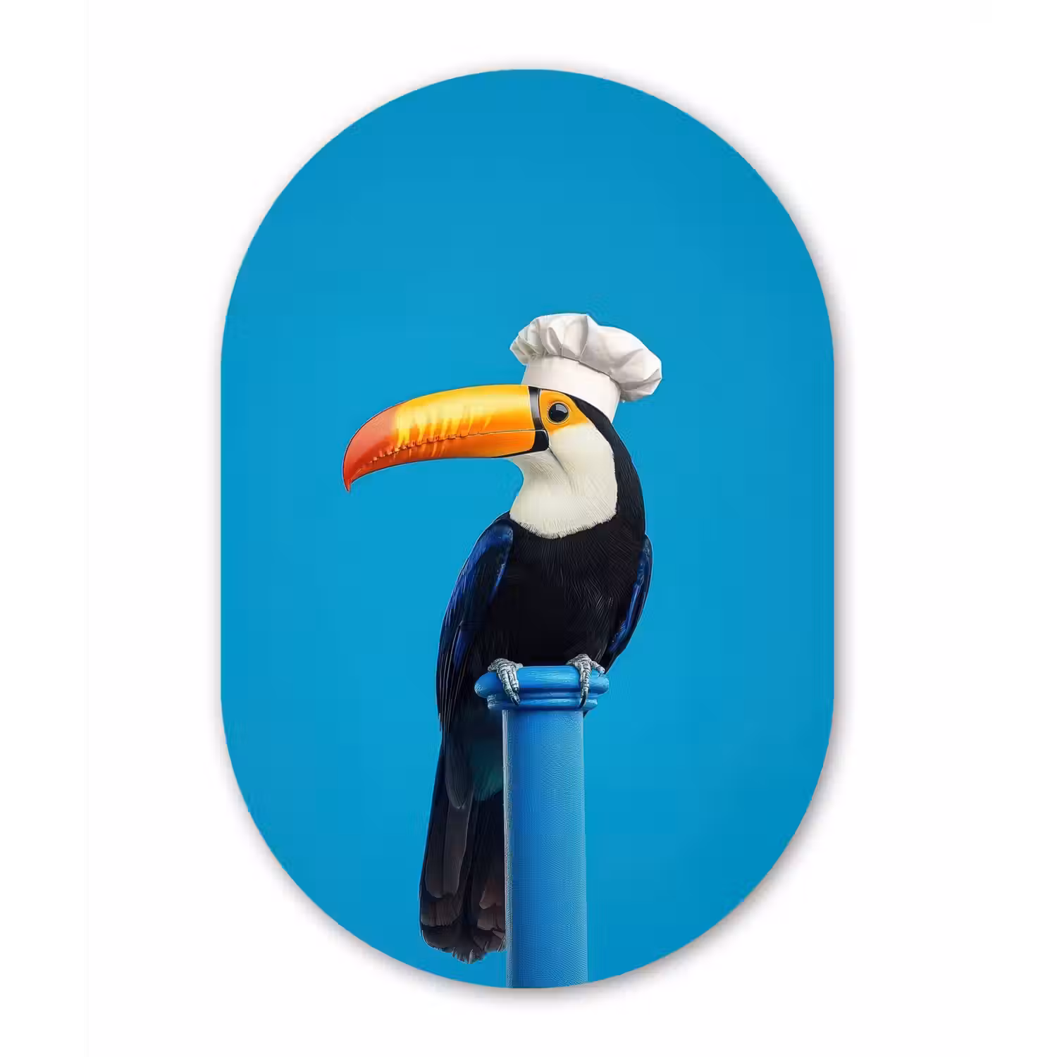 Tucan - Sokkel - Vogel - Koksmuts Wandcirkel Ovaal Forex klein -3d