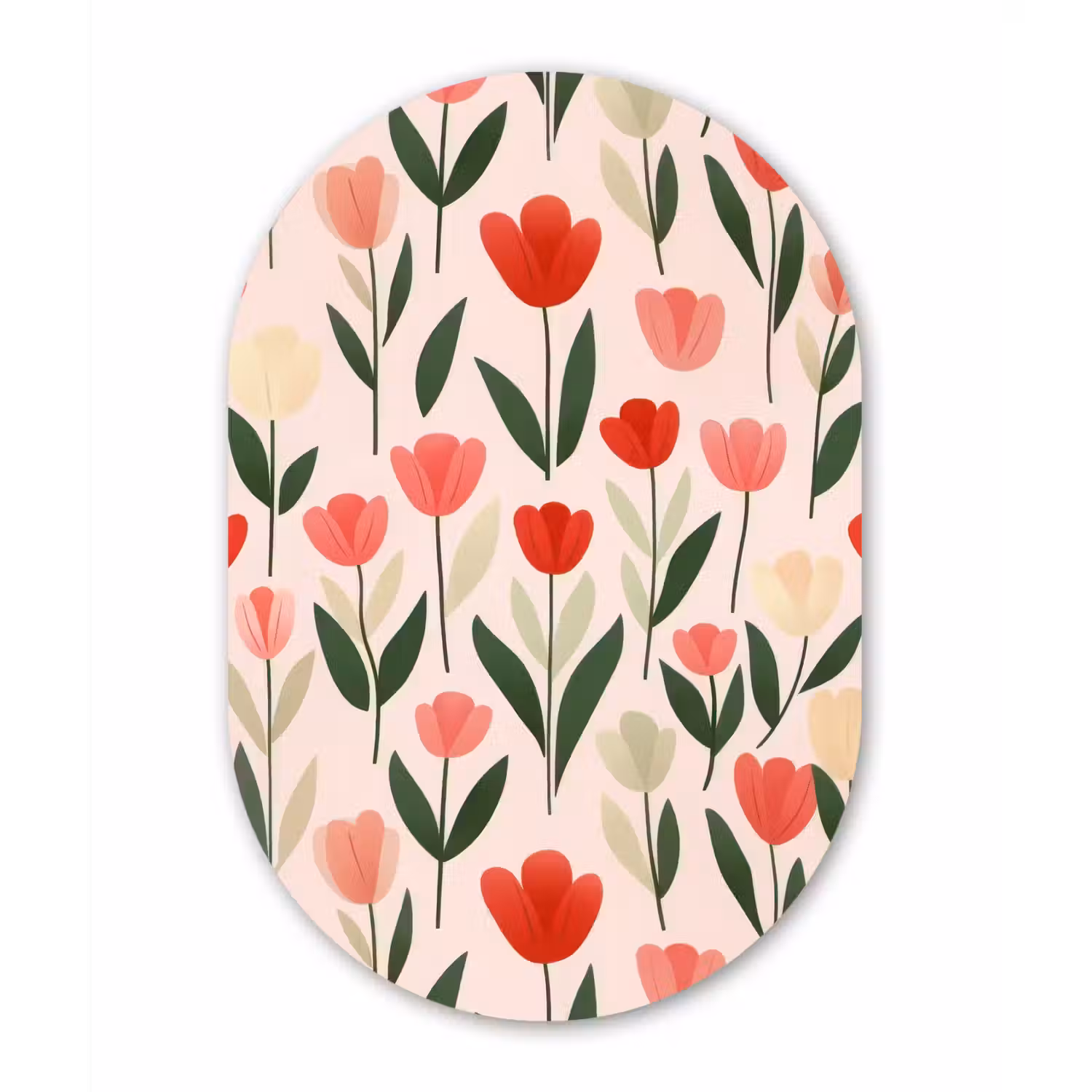 Tulpen - Modern - Roze Wandcirkel Ovaal Forex klein -3d