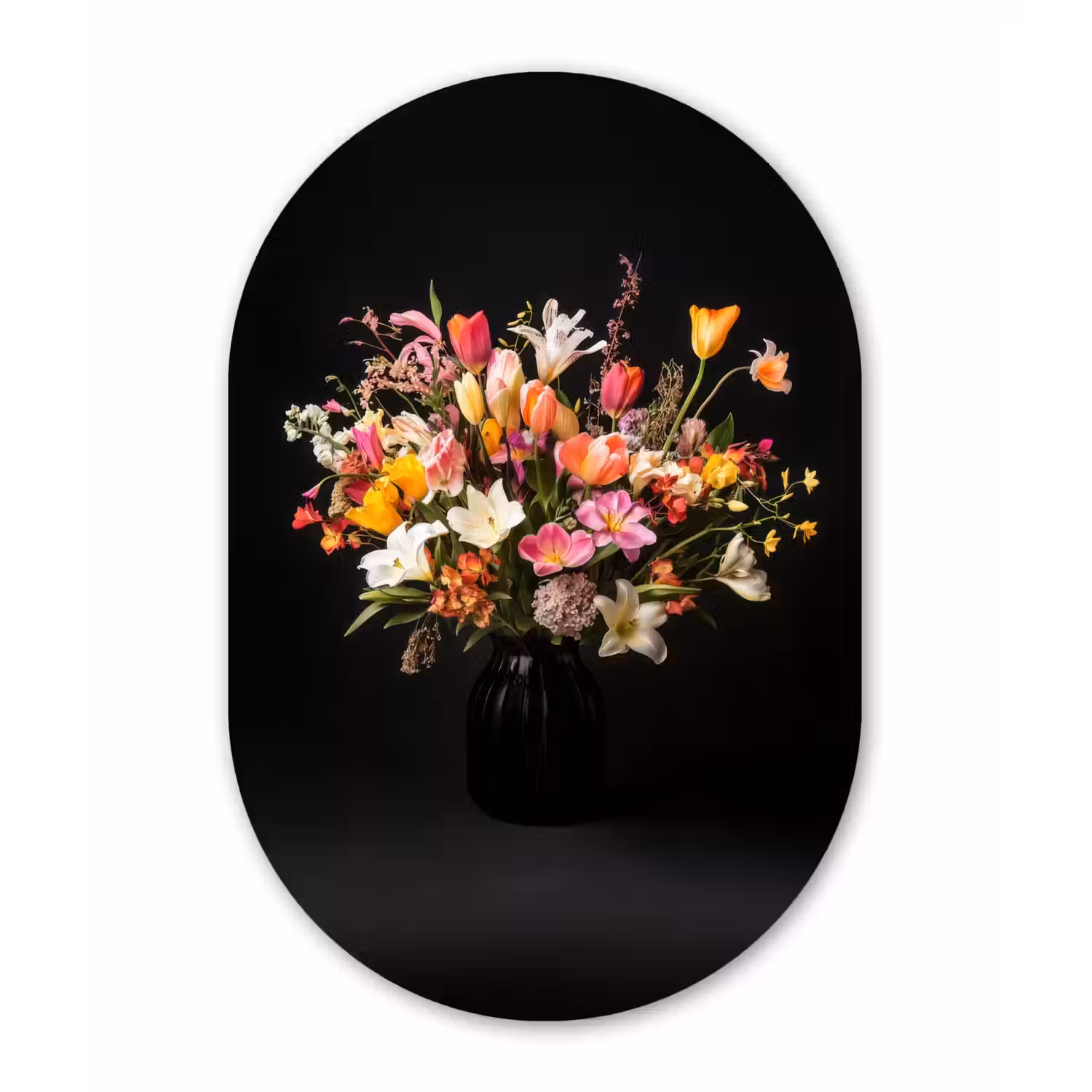 Vaas - Bloemen - Tulpen Wandcirkel Ovaal Forex klein -3d