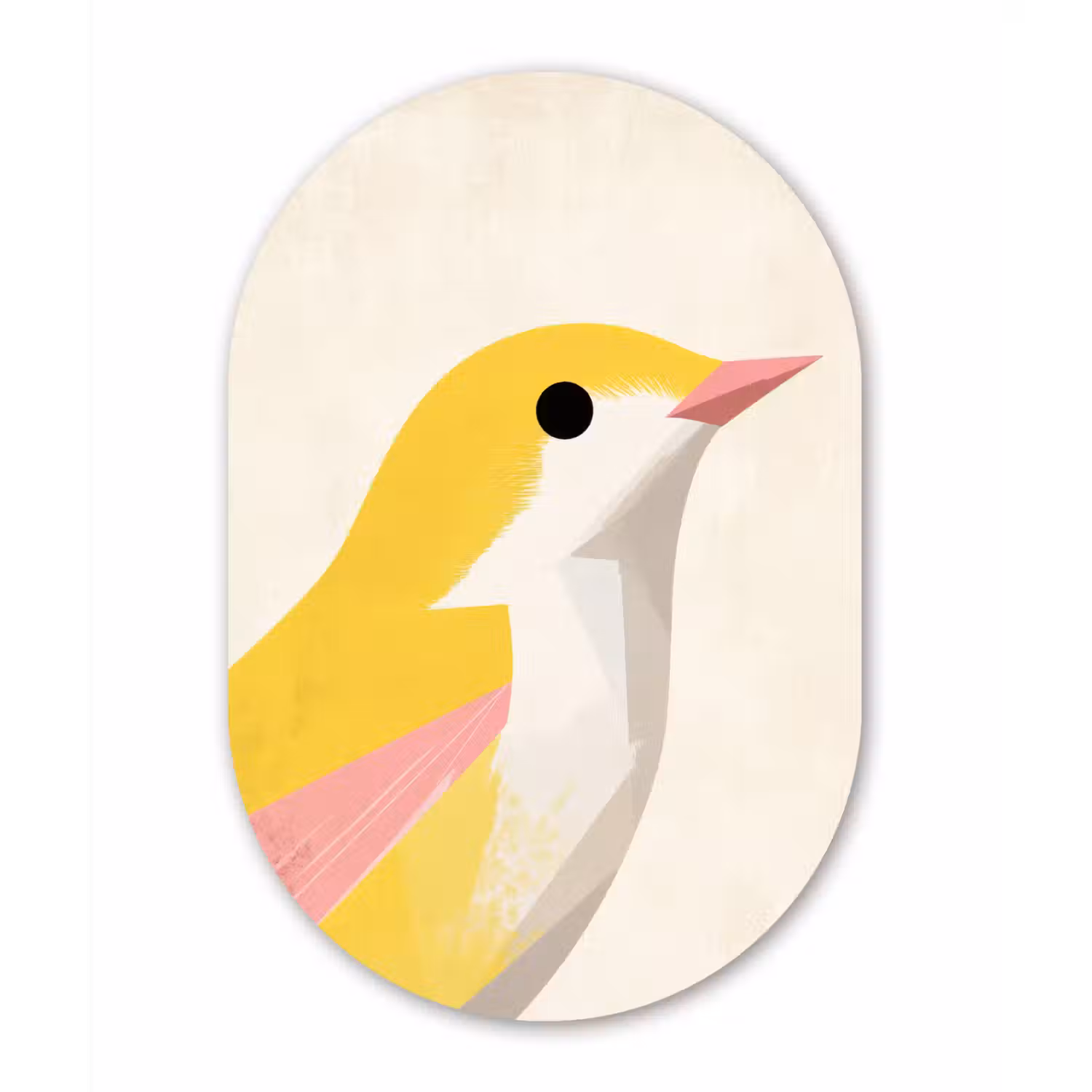 Vogel - Minimalistisch - Geel Wandcirkel Ovaal Forex klein -3d