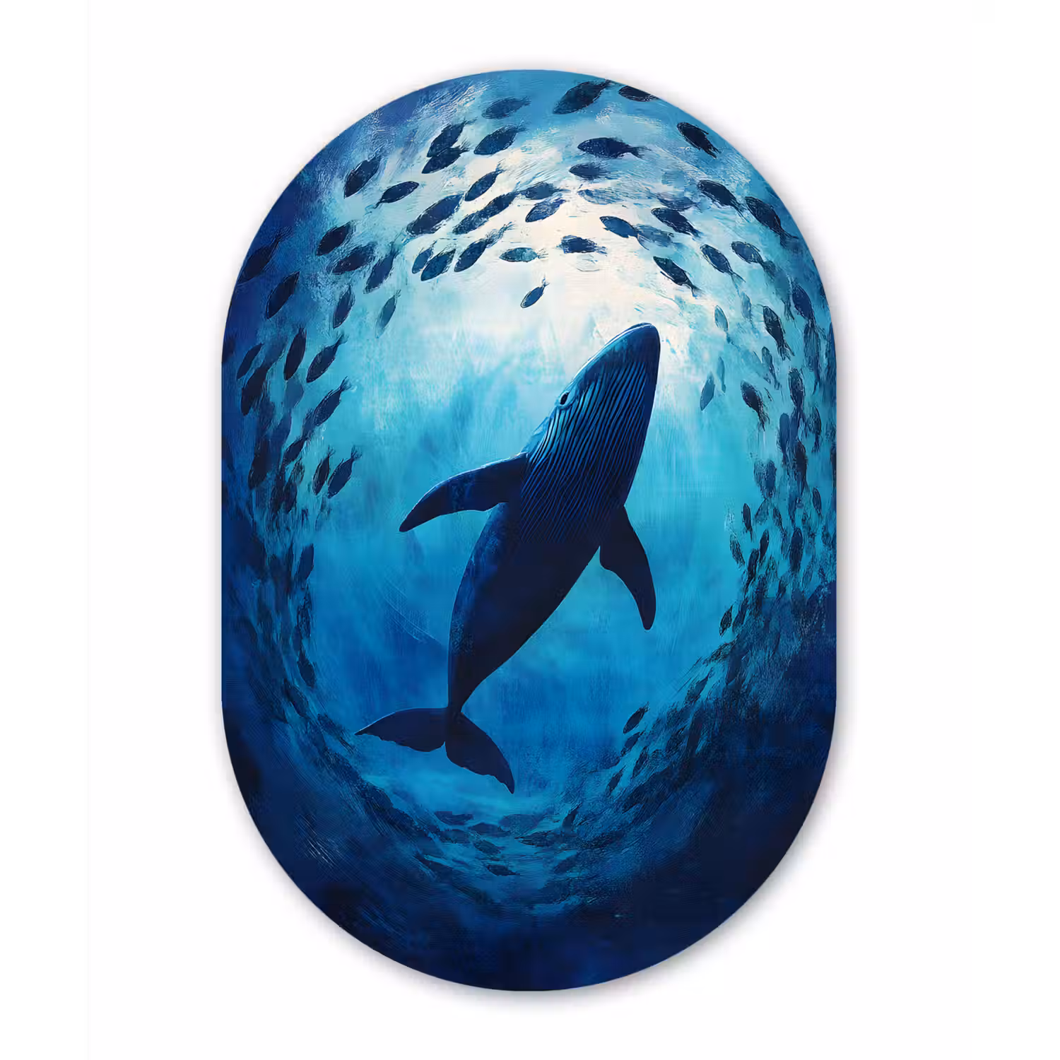 Walvis - Vissen - Donkerblauw Wandcirkel Ovaal Forex klein -3d