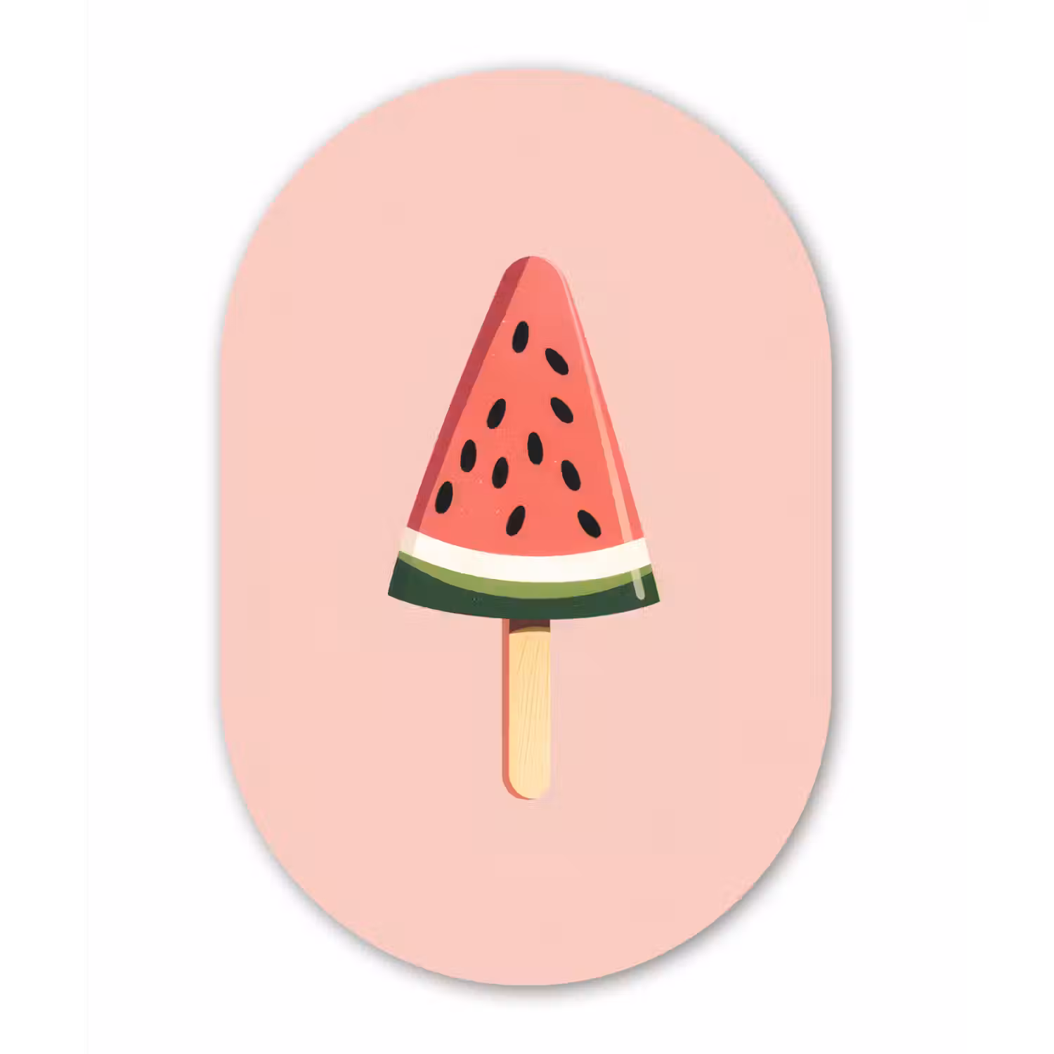 Watermeloen - Ijsje - Pitjes - Rood Wandcirkel Ovaal Forex klein -3d