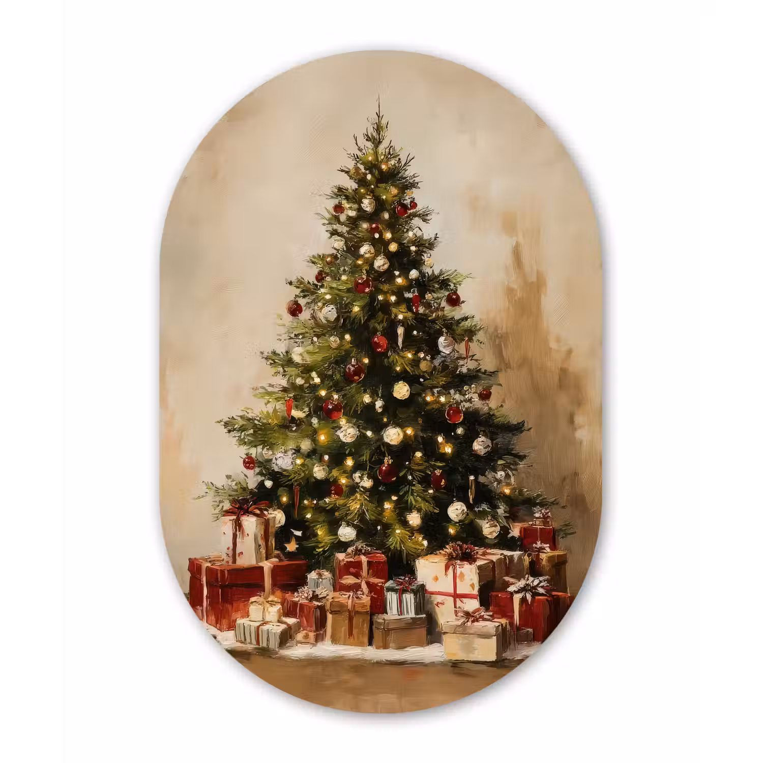Kerstboom - Versierd - Kleurrijk Wandcirkel Ovaal Forex klein -3d