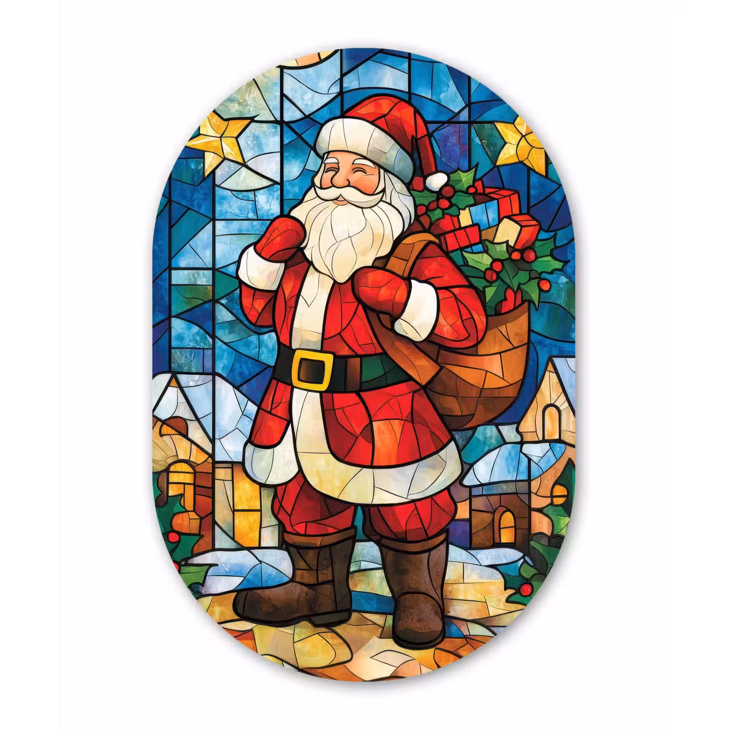 Kerstman - Glas - Kleurrijk Wandcirkel Ovaal Forex klein -3d