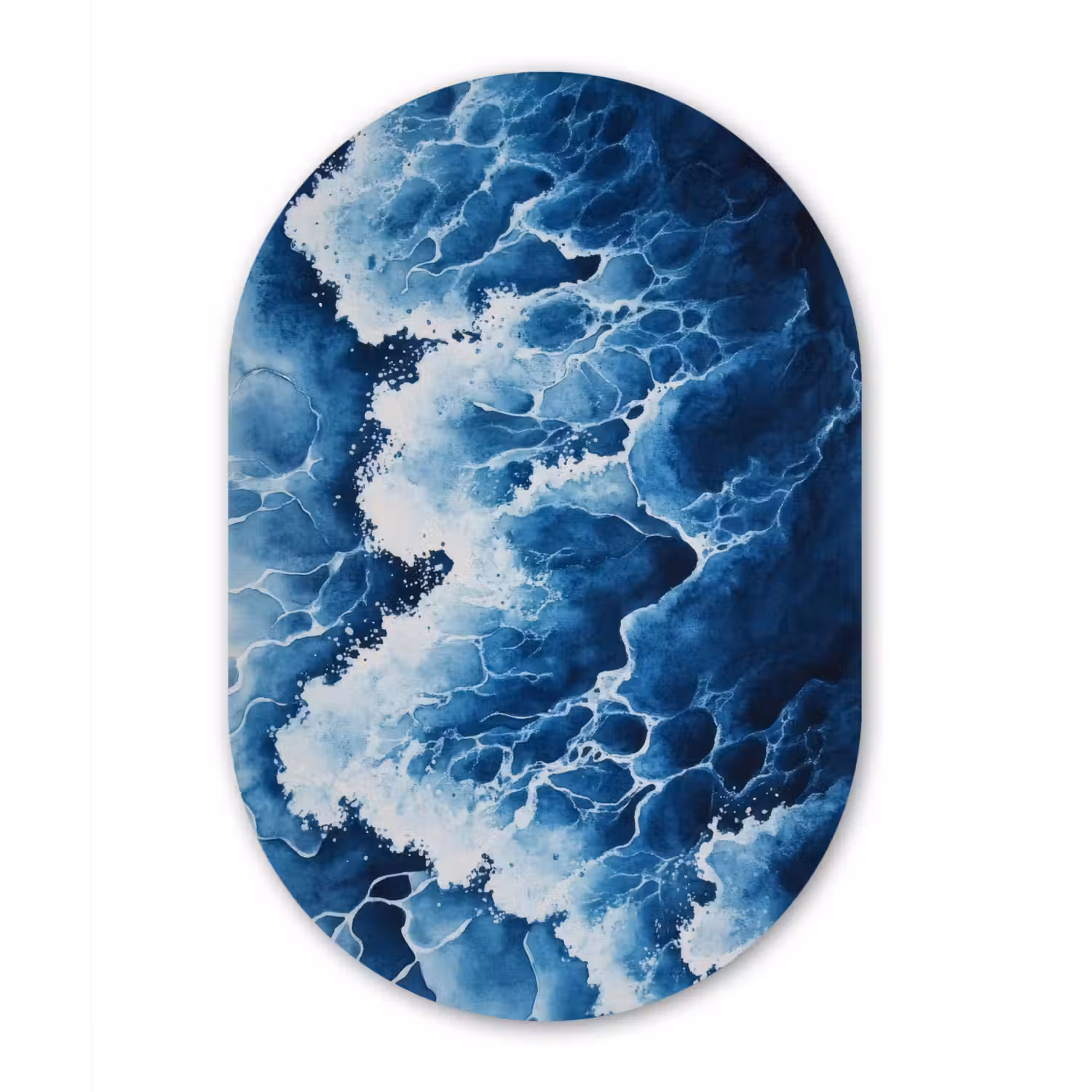 Golven - Blauw - Schuim Wandcirkel Ovaal Forex klein -3d