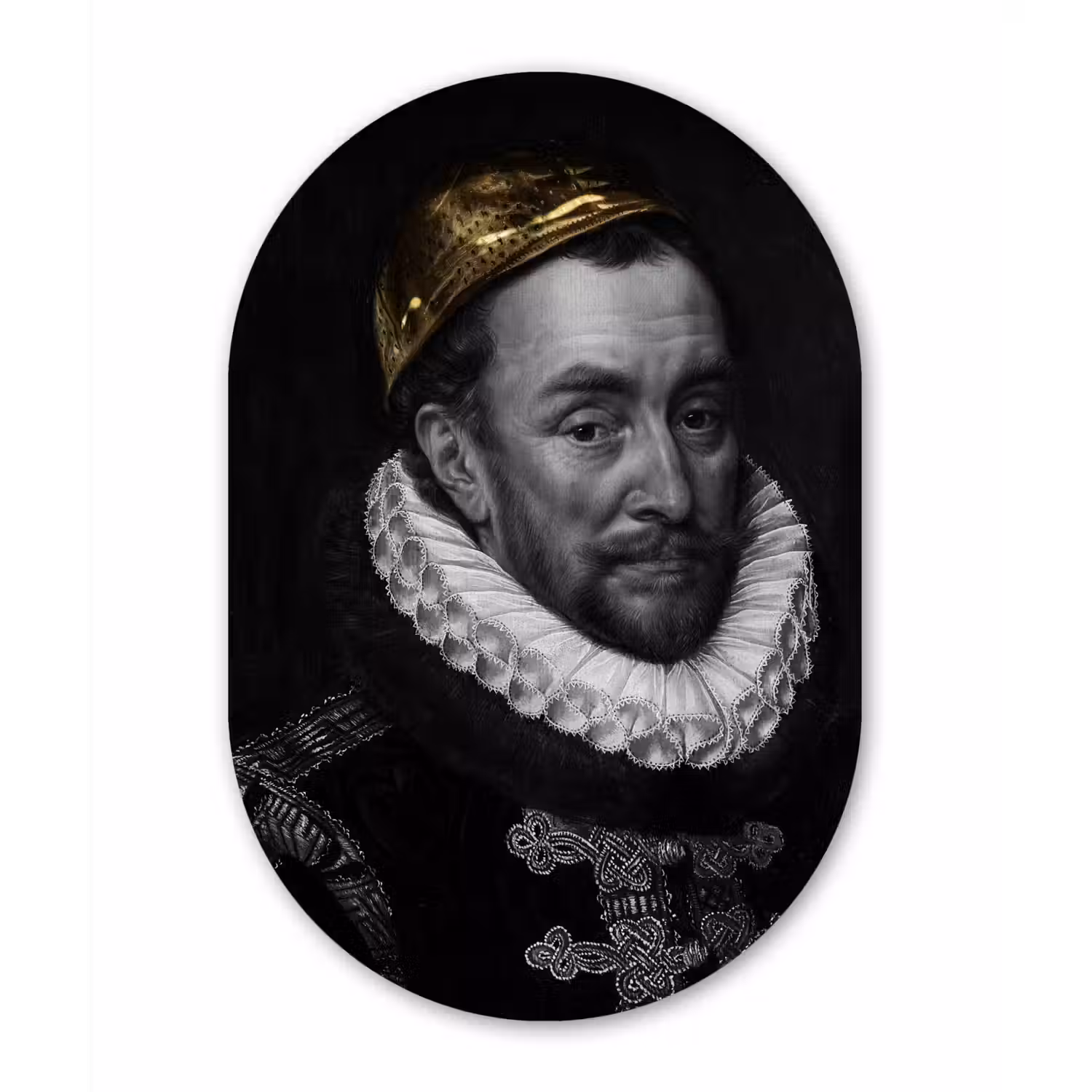 Willem van Oranje - Adriaen Thomasz - Goud Wandcirkel Ovaal Forex klein -3d