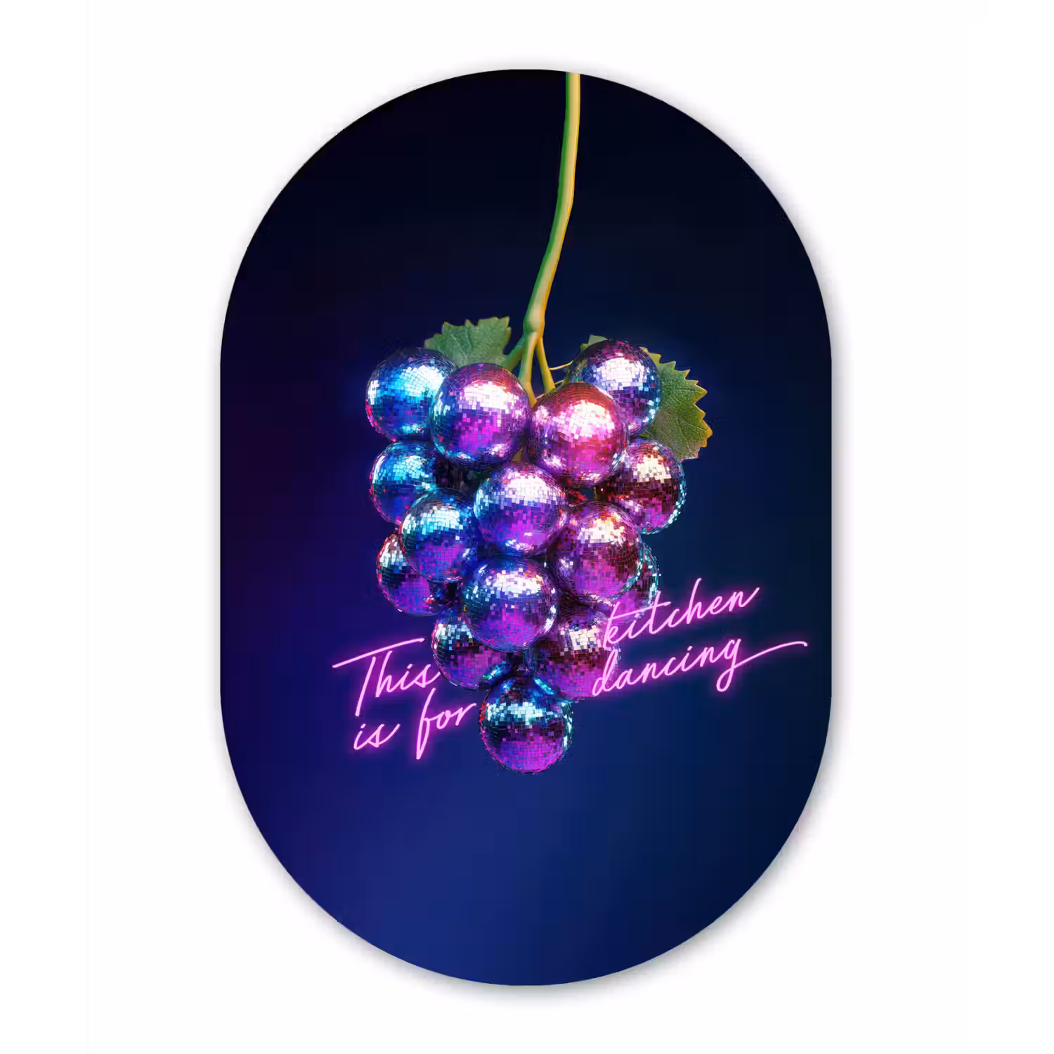 Quote - Neon - Disco - Druiven Wandcirkel Ovaal Forex klein -3d