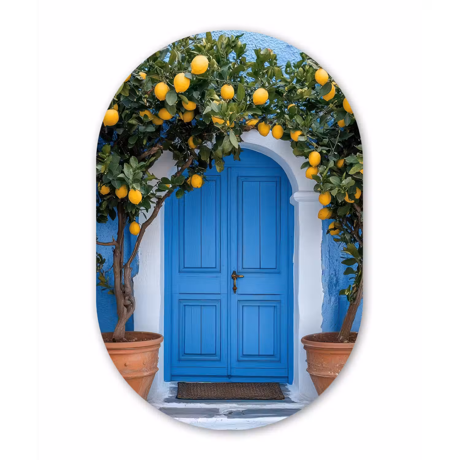 Citroenbomen - Geel - Deur - Potten Wandcirkel Ovaal Forex klein -3d