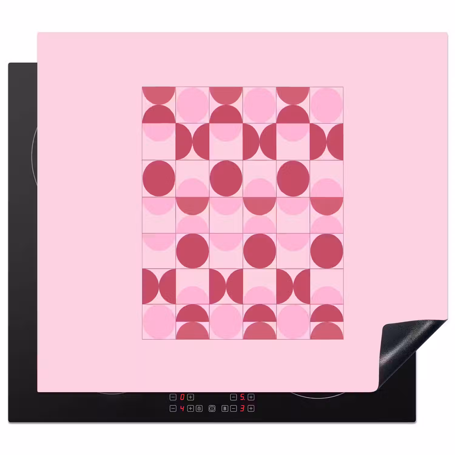 Abstract - Geometrisch - Cirkels - Roze - Modern Inductie beschermer vinyl 3mm middel -3d