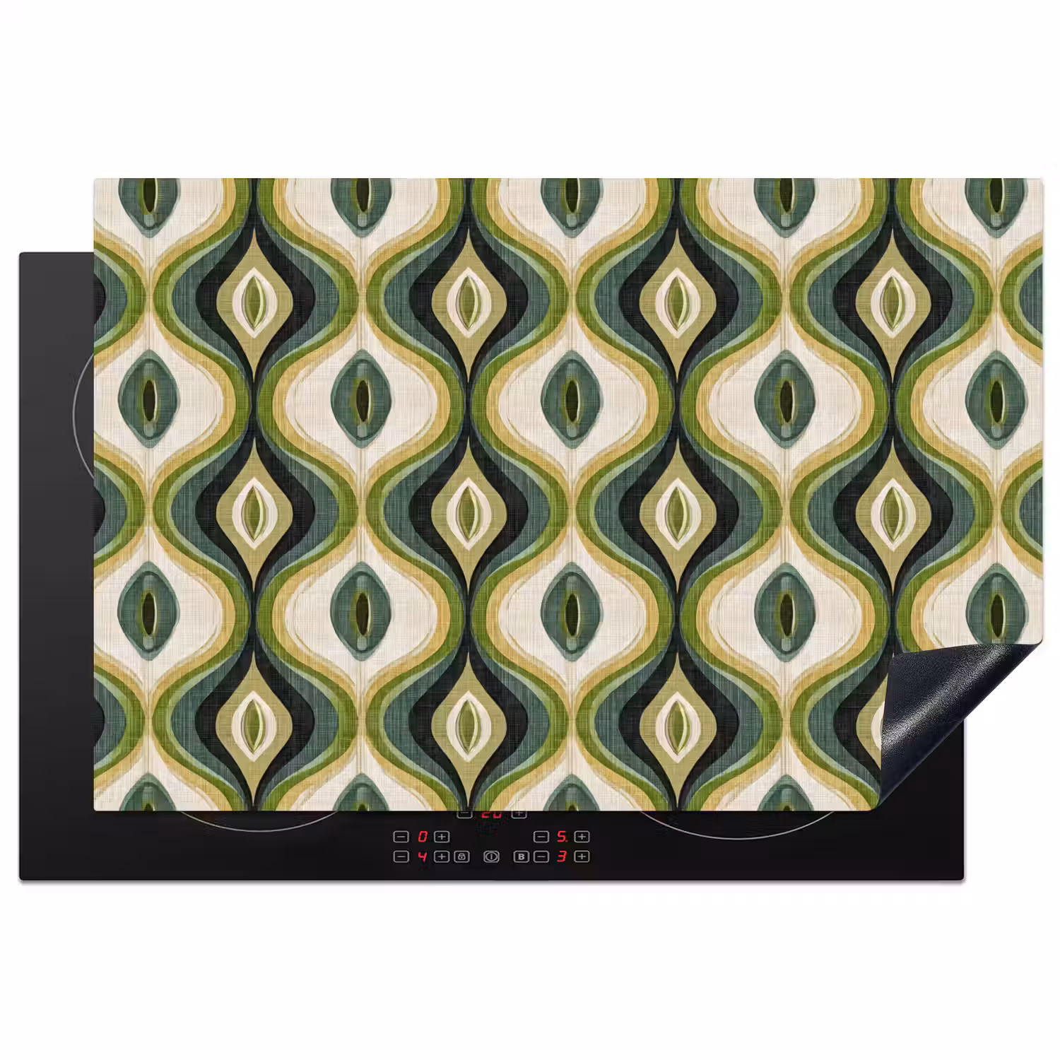 Abstract - Ritmisch - Groen Inductie beschermer vinyl 3mm klein 276 -3d