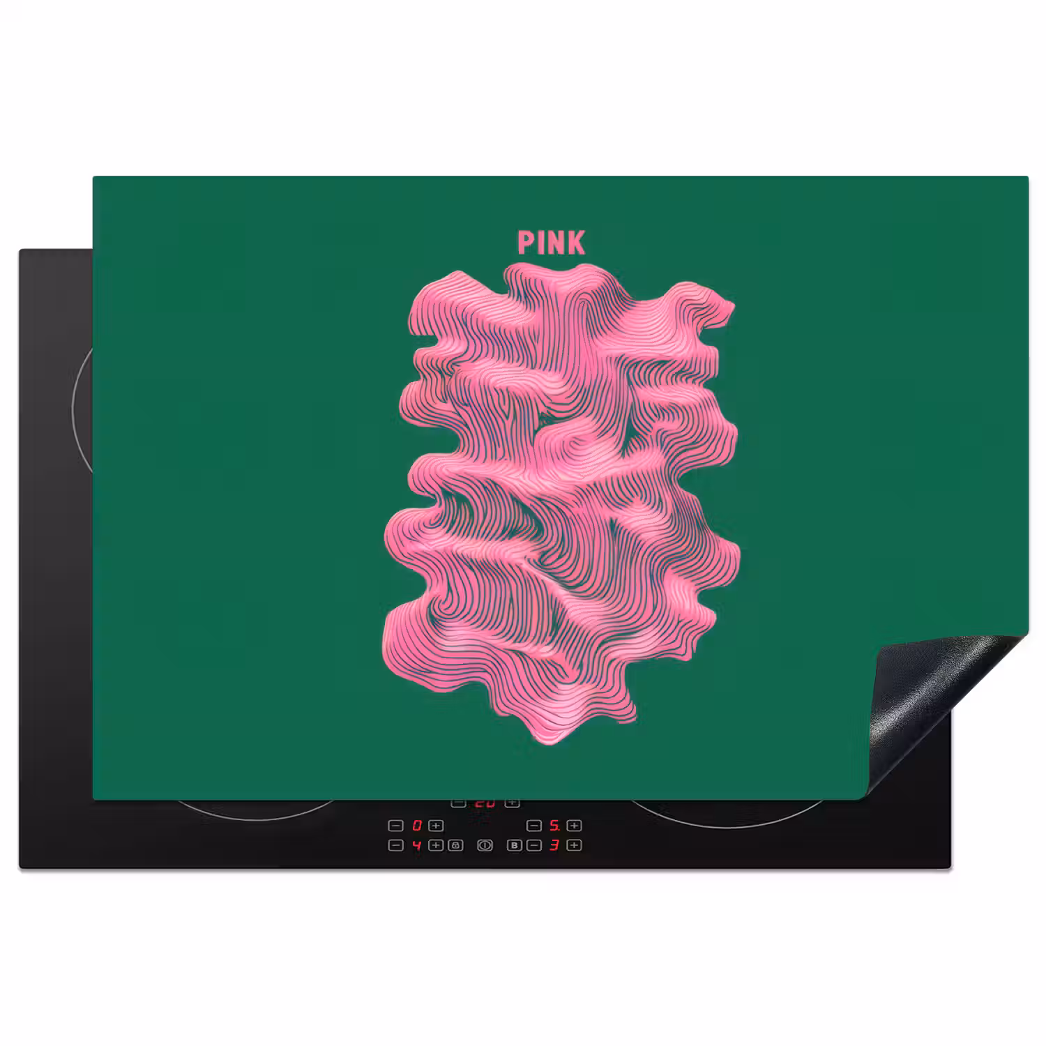 Abstract - Pink - Lijnen - Groen Inductie beschermer vinyl 3mm klein -3d