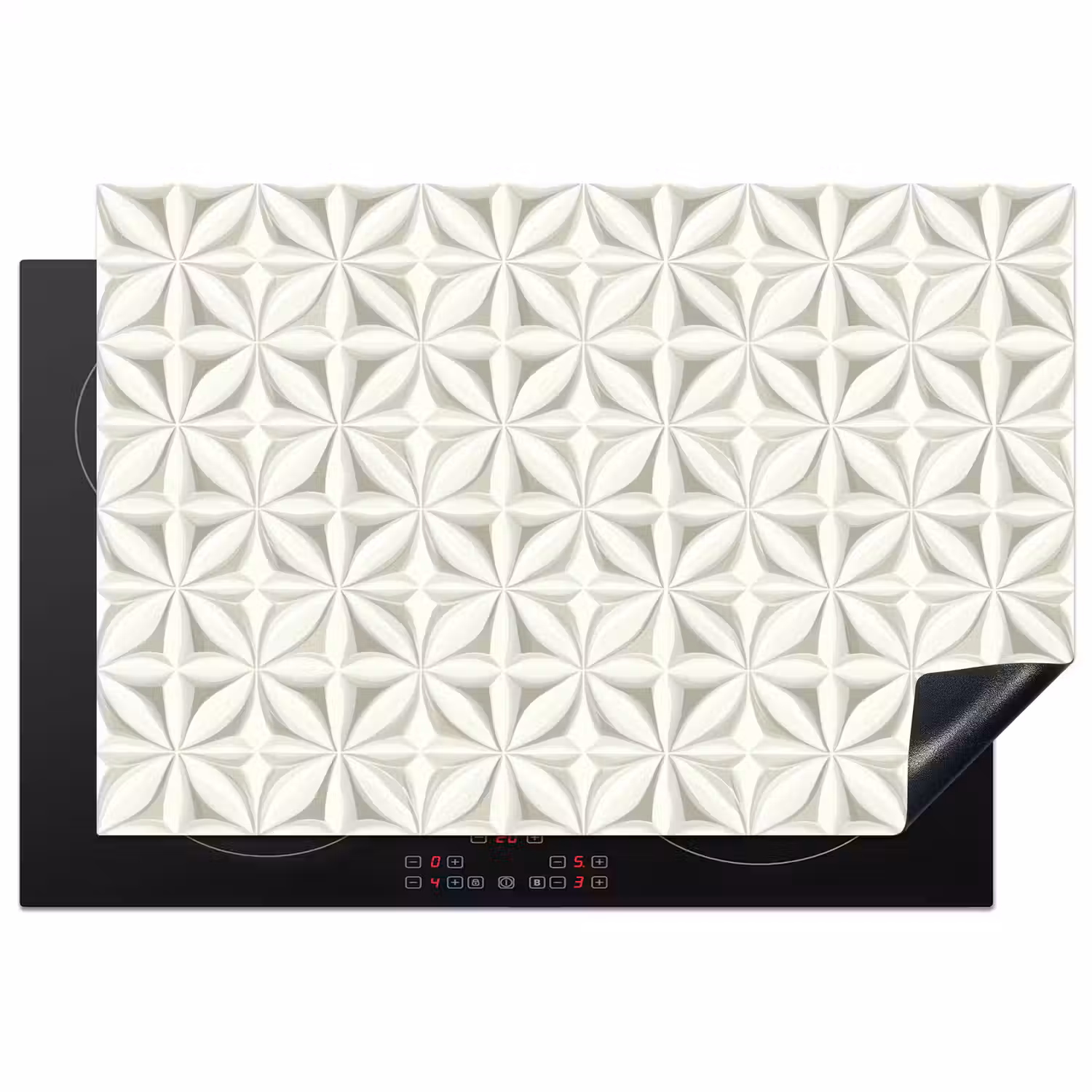 Abstract - Structuur - Grijs - Wit Inductie beschermer vinyl 3mm klein 276 -3d
