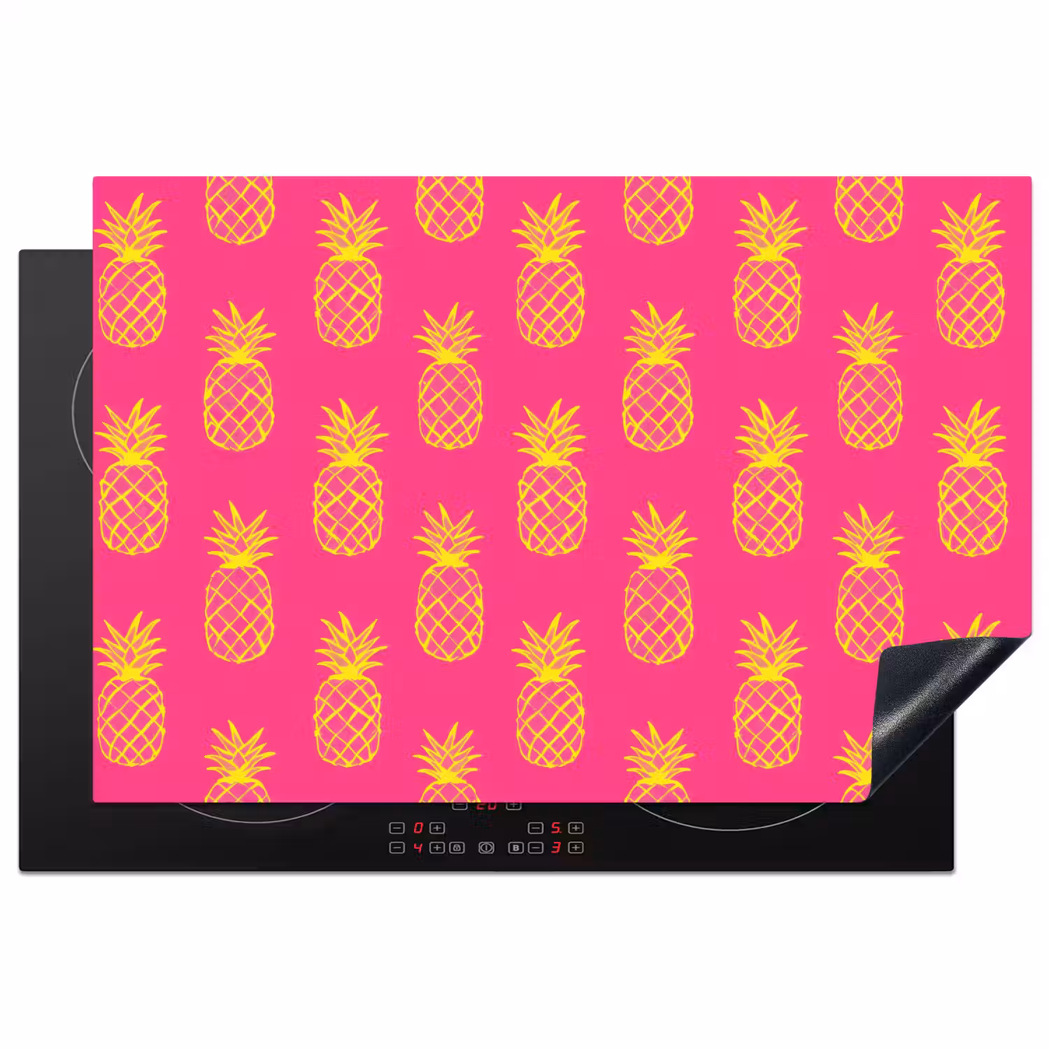 Ananas - Trendy - Roze Inductie beschermer vinyl 3mm klein 276 -3d