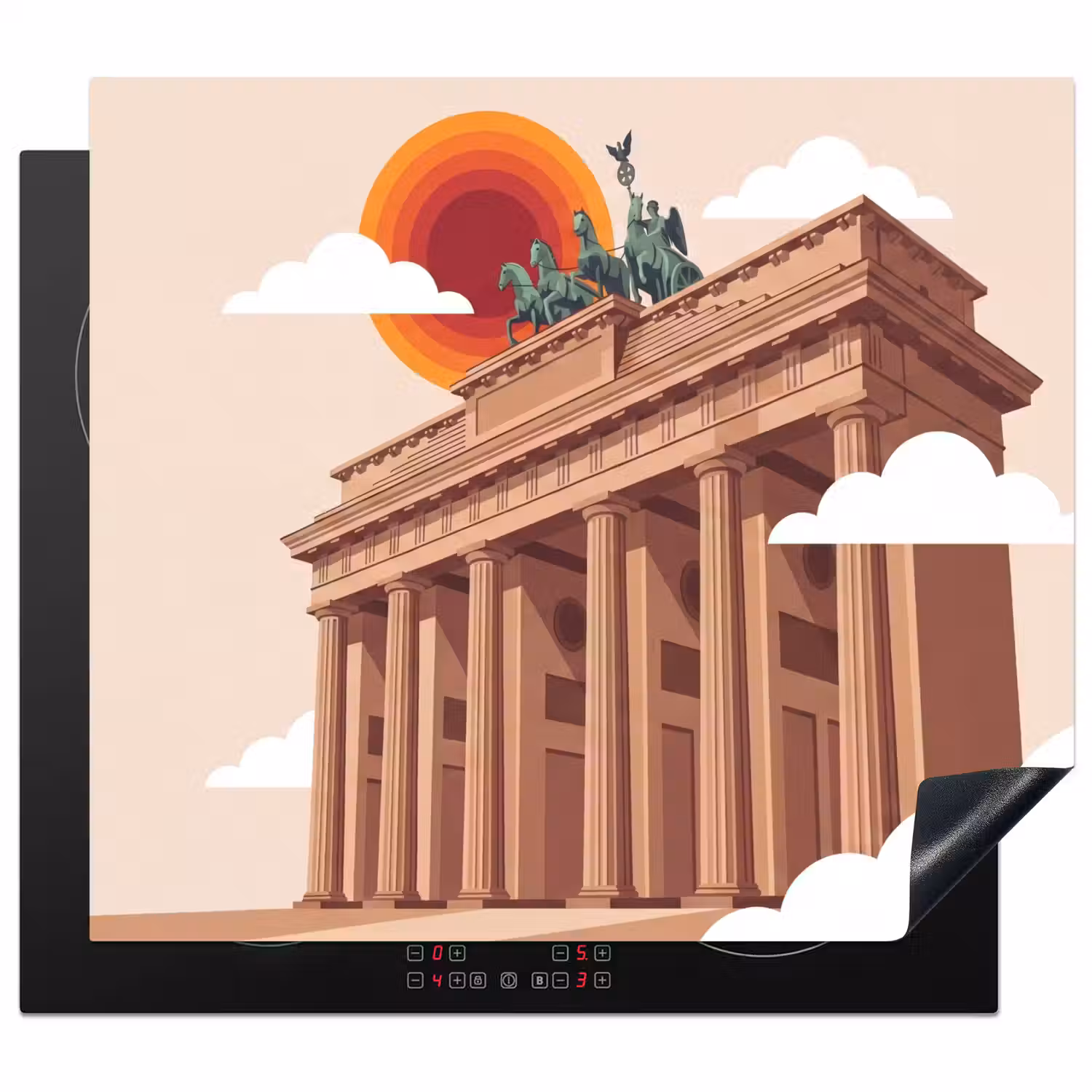Architectuur - Brandenburg - Berlijn - Zonsondergang - Historisch Inductie beschermer vinyl 3mm middel -3d