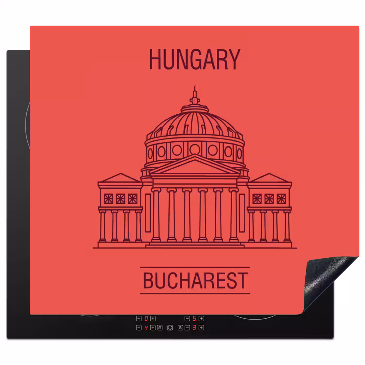 Architectuur - Boekarest - Stedelijk - Lijntekening - Rood Inductie beschermer vinyl 3mm middel -3d