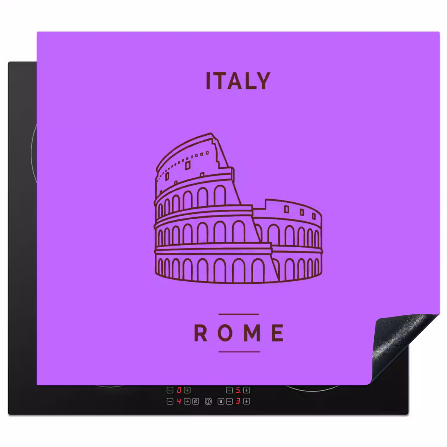 Architectuur - Colosseum - Rome - Minimalistisch - Paars Inductie beschermer vinyl 3mm middel -3d