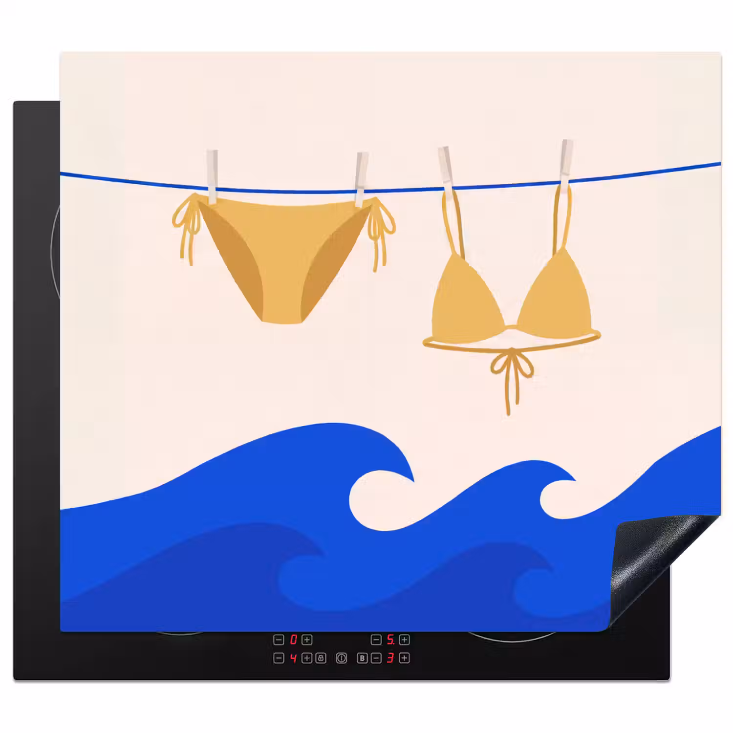 Zwemkleding - Zee - Zomer - Illustratie - Geel Inductie beschermer vinyl 3mm middel -3d