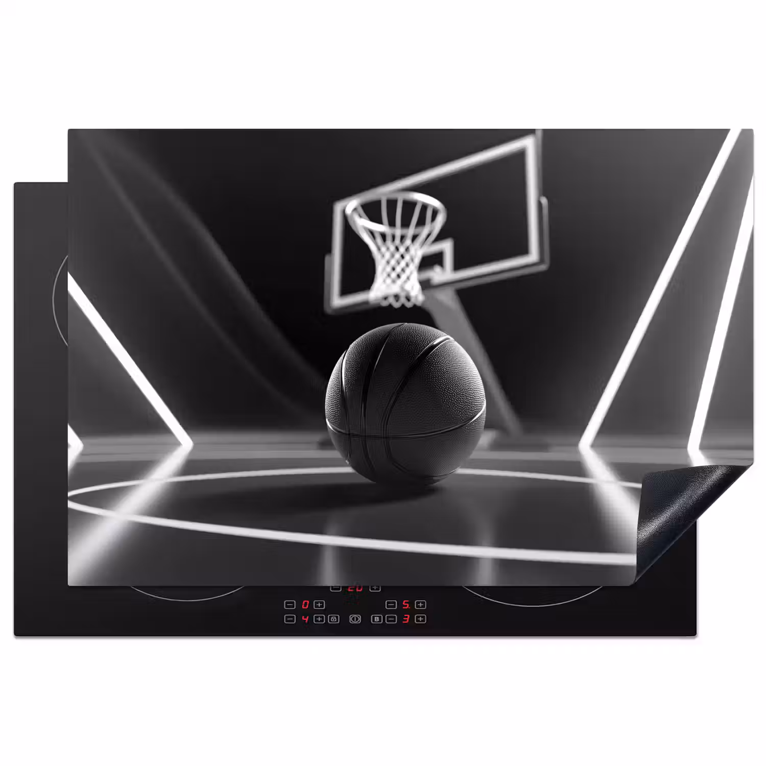 Basketbal - Basketbalveld - Lichtlijnen Inductie beschermer vinyl 3mm klein -3d