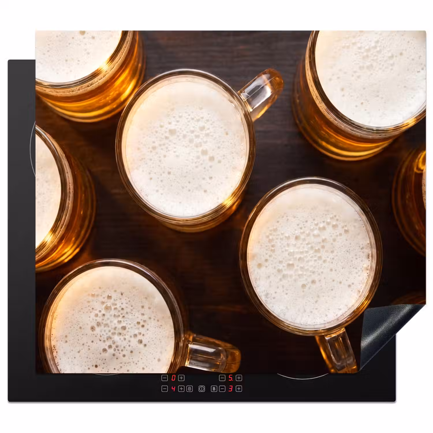 Bier - Glazen - Schuim - Hout - Drank Inductie beschermer vinyl 3mm middel -3d