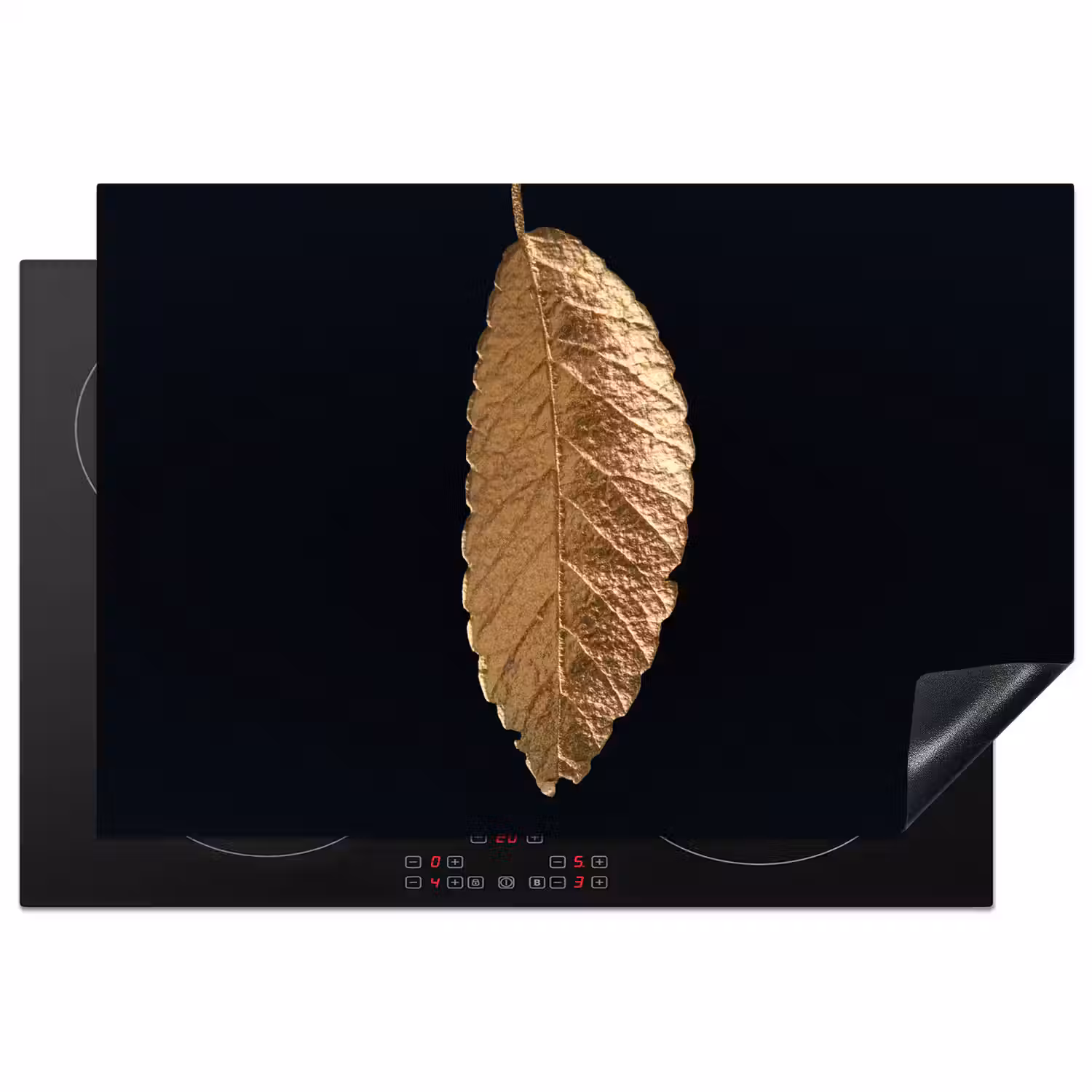 Bladeren - Zwart - Goud - Luxe - Natuur Inductie beschermer vinyl 3mm klein -3d