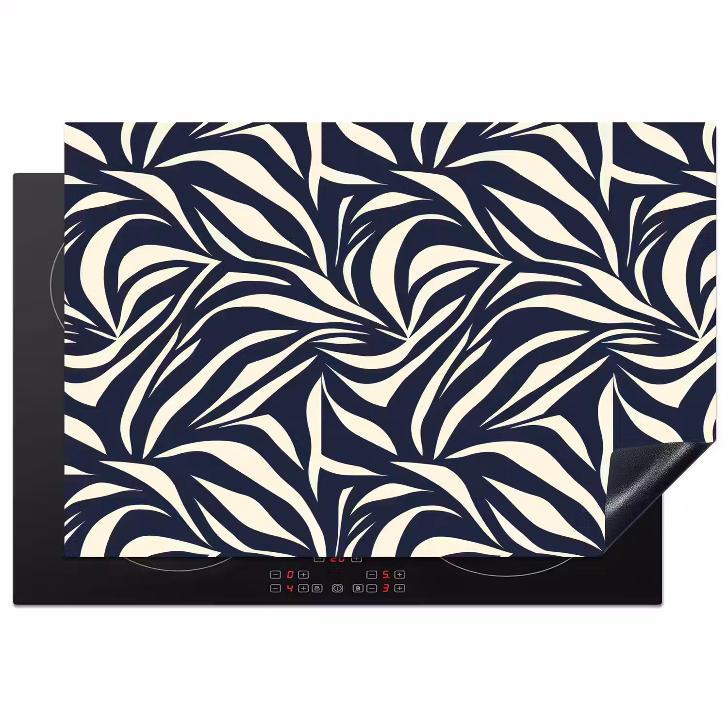 Bladvormen - Blauw - Patroon - Wit Inductie beschermer vinyl 3mm klein 276 -3d