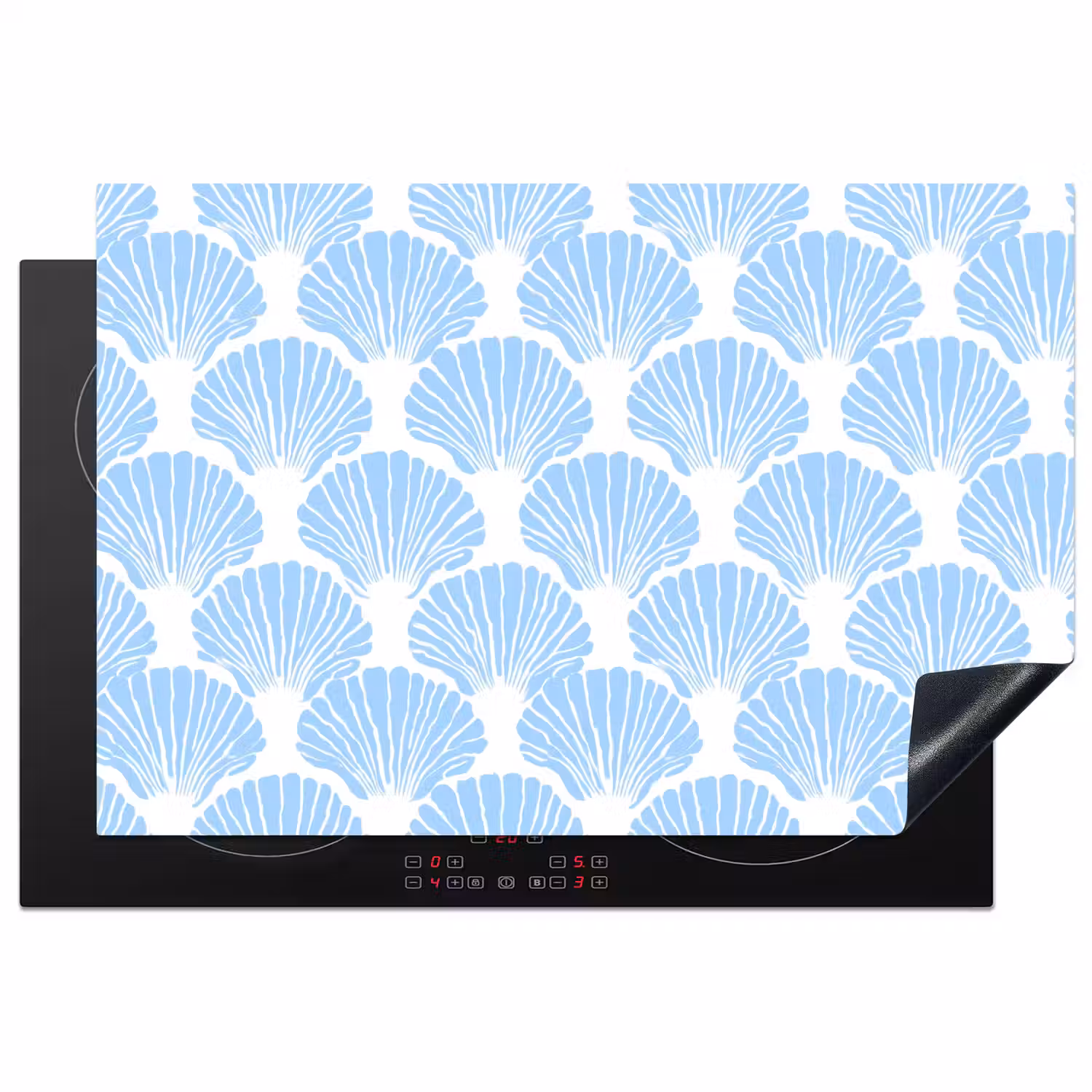 Blauw - Wit - Schelpen - Grafisch - Structuur Inductie beschermer vinyl 3mm klein 276 -3d