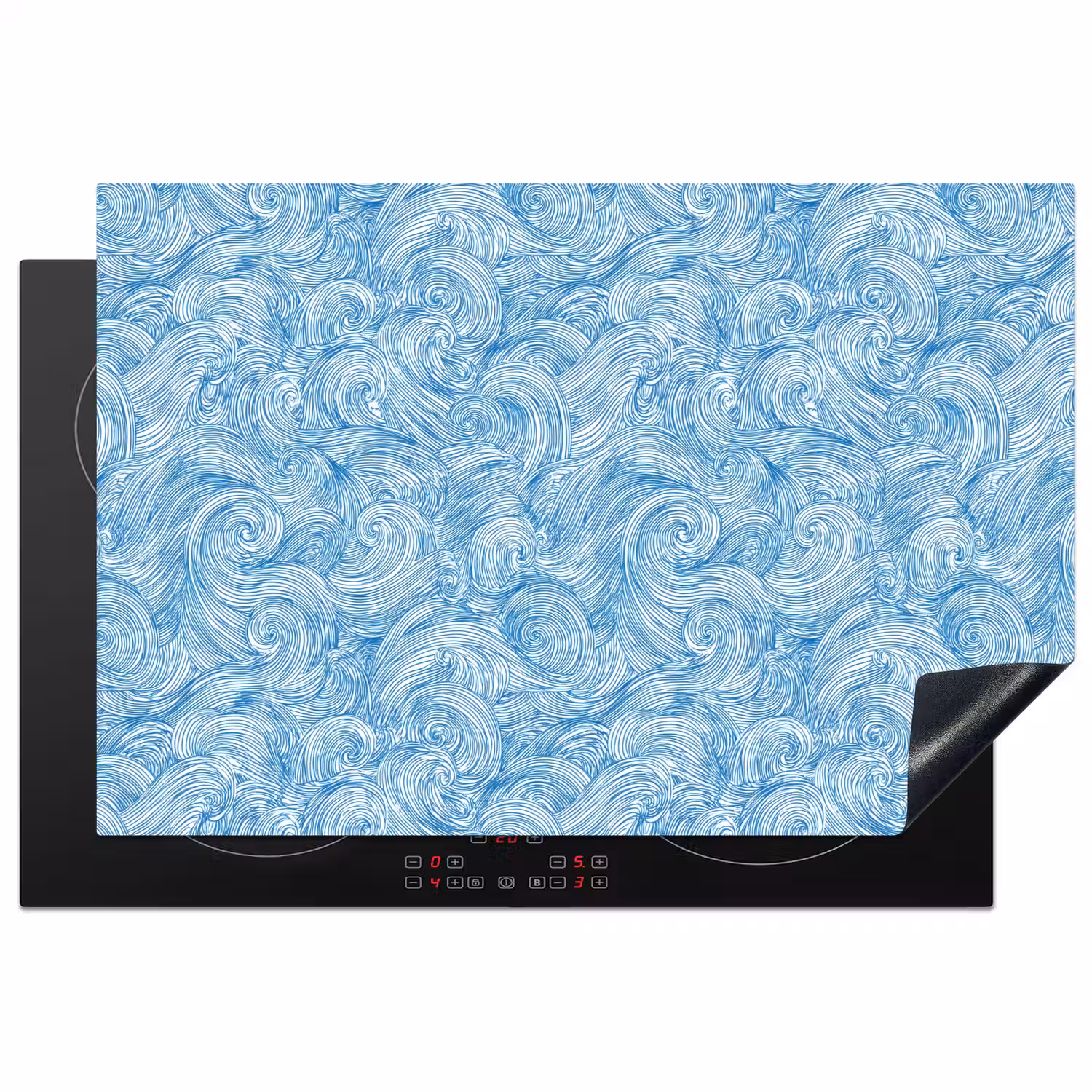 Blauw - Wit - Spiraal - Golven - Lijnen Inductie beschermer vinyl 3mm klein 276 -3d