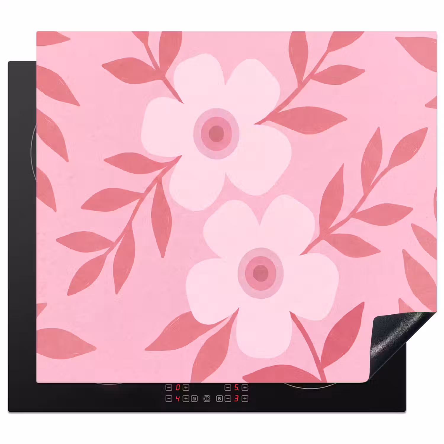 Bloemen - Abstract - Modern - Roze - Natuur Inductie beschermer vinyl 3mm middel -3d