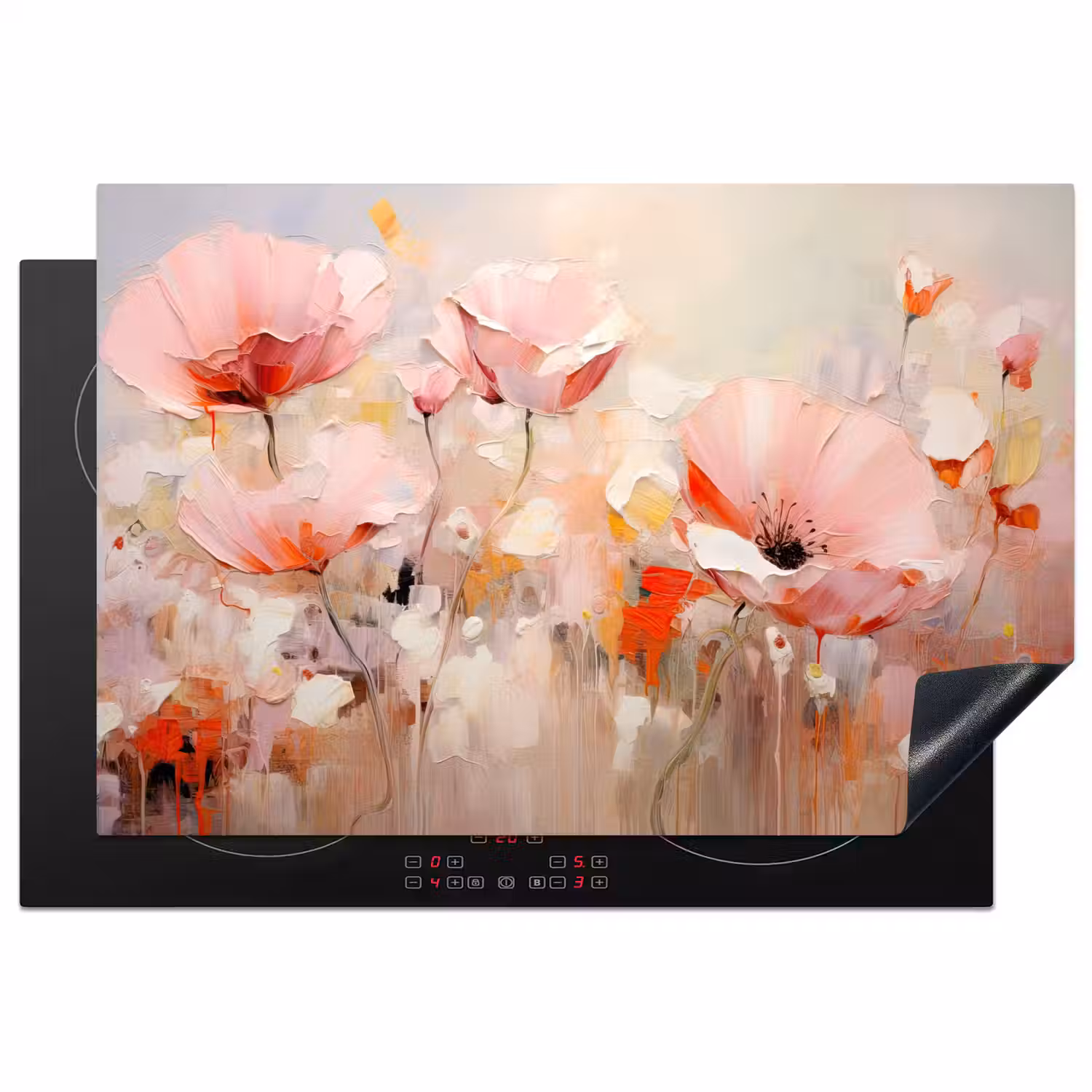 Bloemen - Watercolor - Roze - Abstract - Kunst Inductie beschermer vinyl 3mm klein -3d