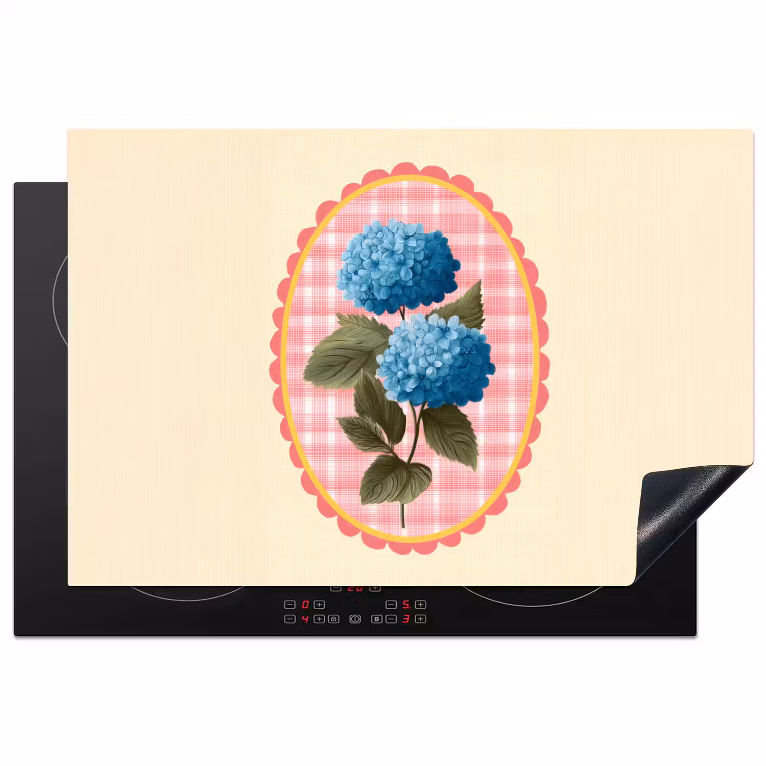 Bloemen - Blauw - Lijst - Bladeren Inductie beschermer vinyl 3mm klein -3d