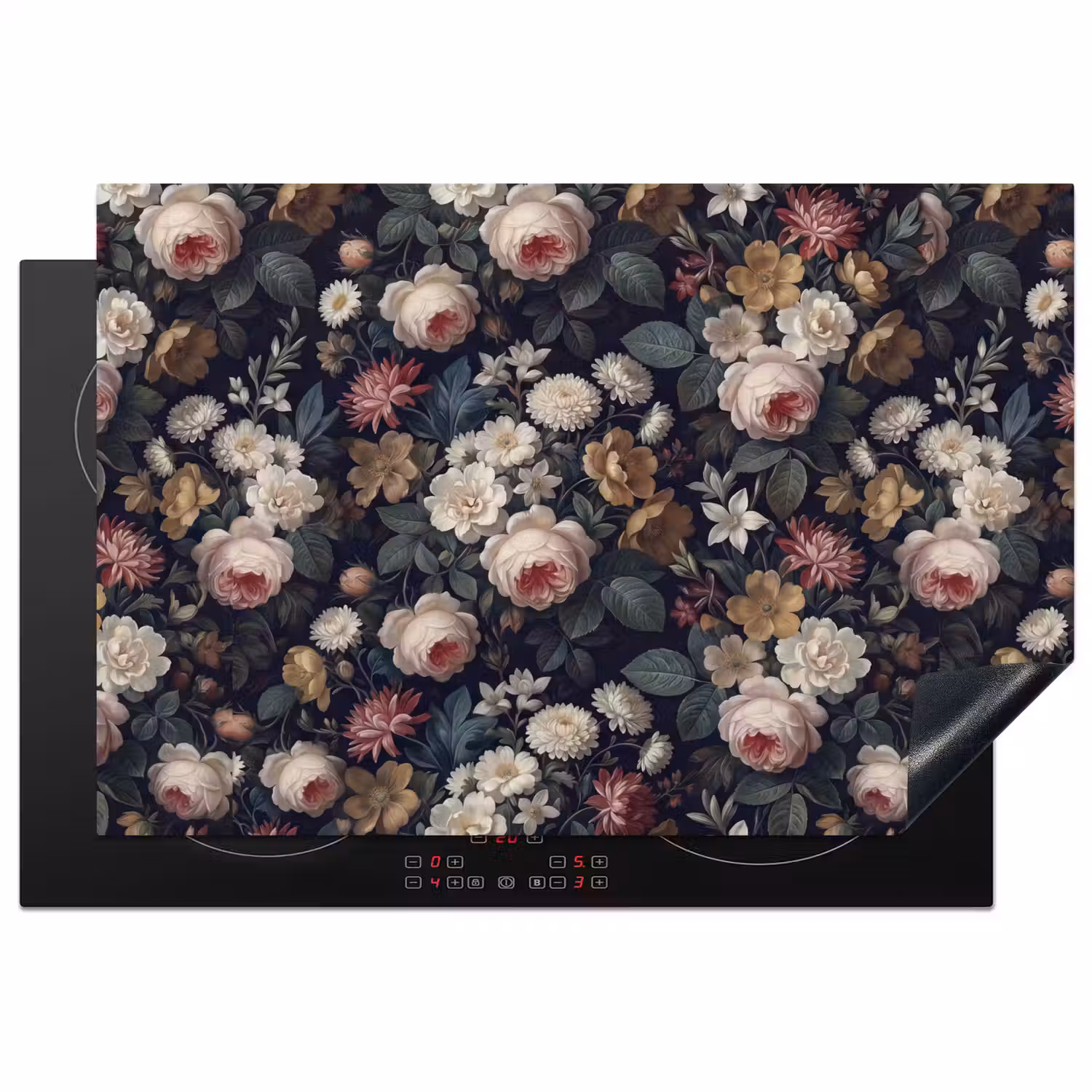 Bloemen - Boeket - Botanisch - Vintage - Donkere achtergrond Inductie beschermer vinyl 3mm klein -3d