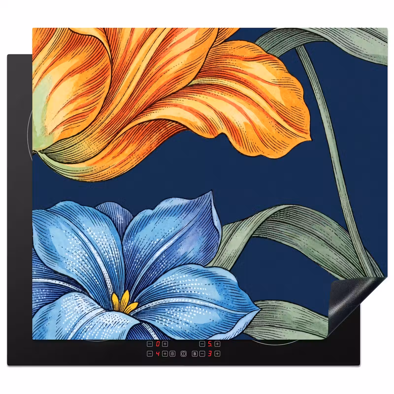 Herdabdeckplatte - Blumen – Botanik – Muster - Bloemen - Botanisch - Patroon Inductie beschermer vinyl 3mm middel