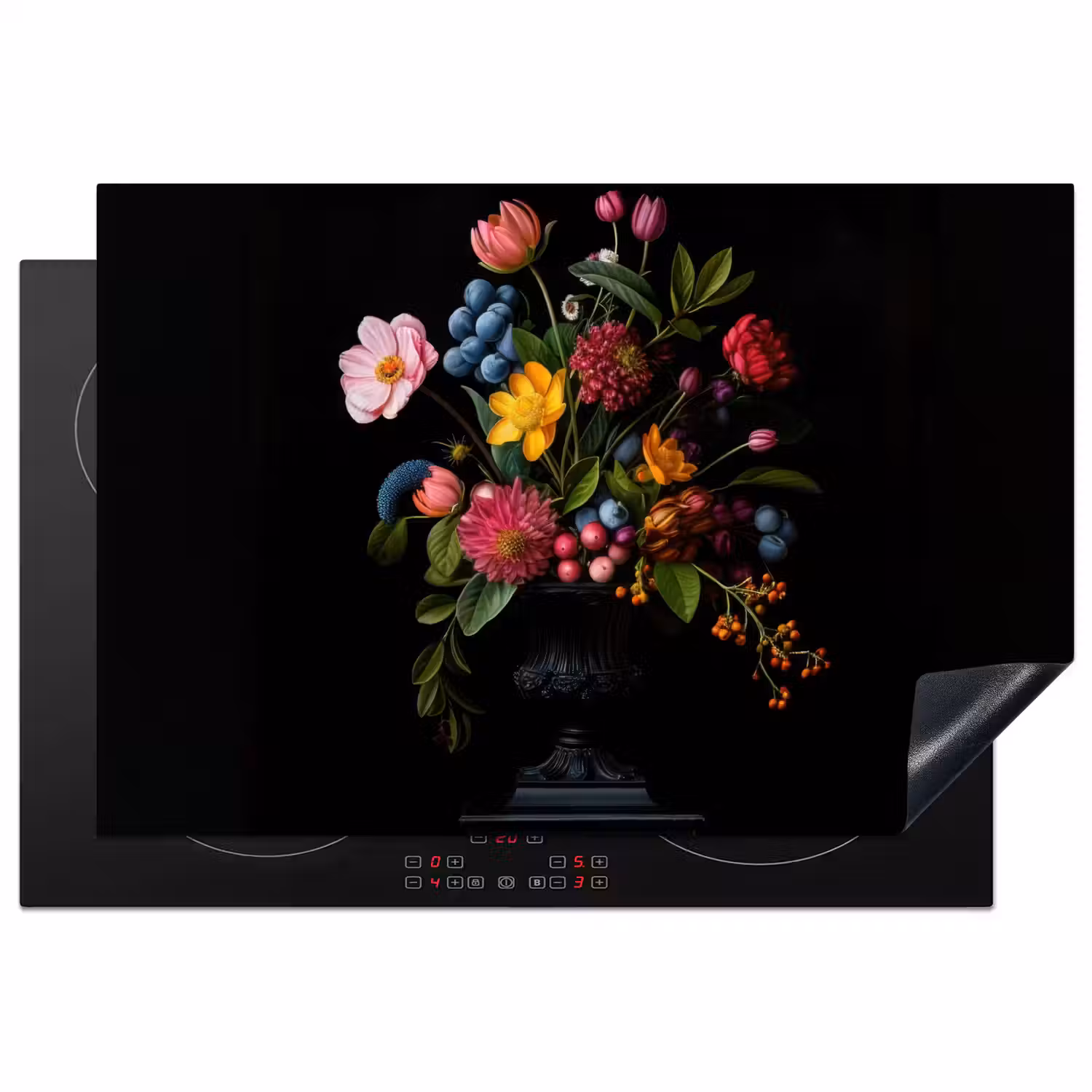 Bloemen - Vrolijk - Vaas Inductie beschermer vinyl 3mm klein -3d