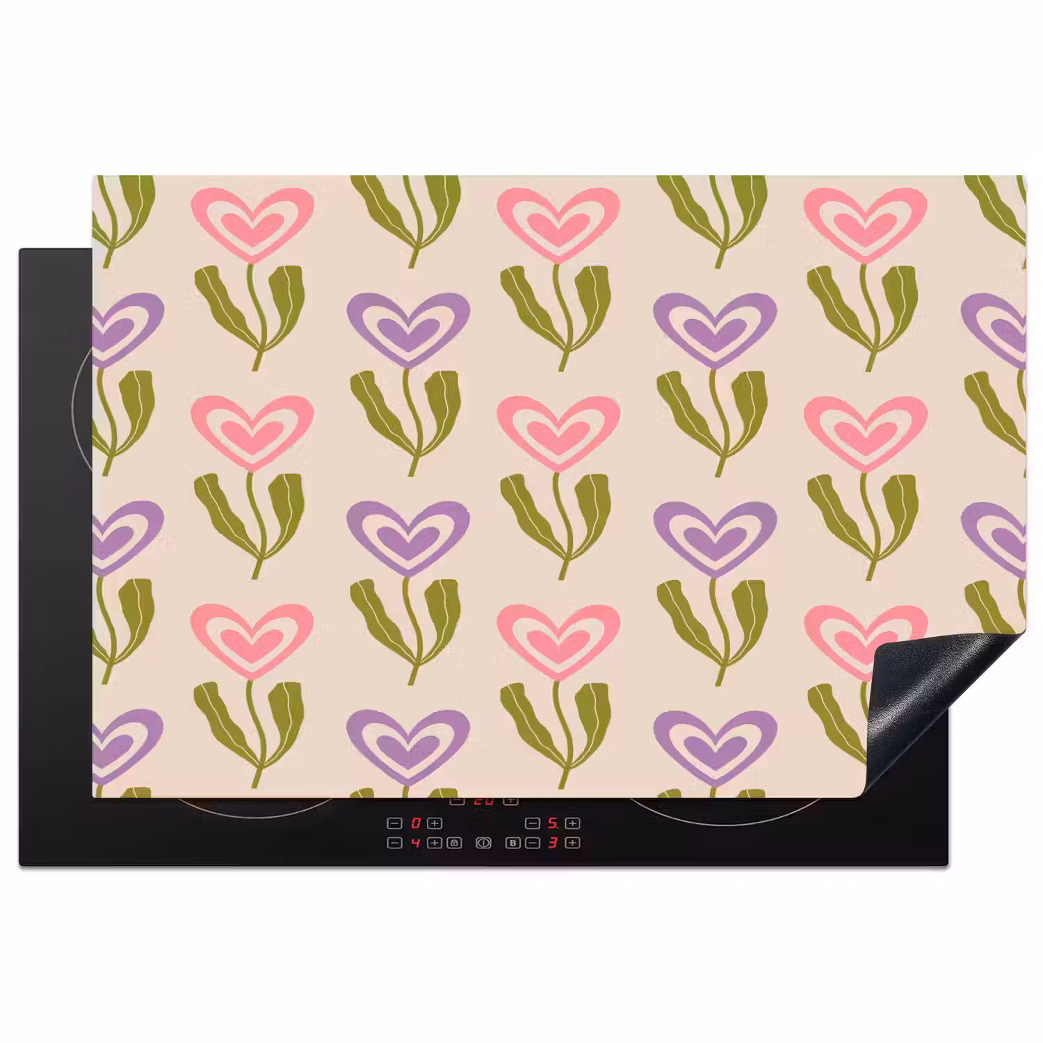 Bloemen - Hartjes - Patroon Inductie beschermer vinyl 3mm klein 276 -3d