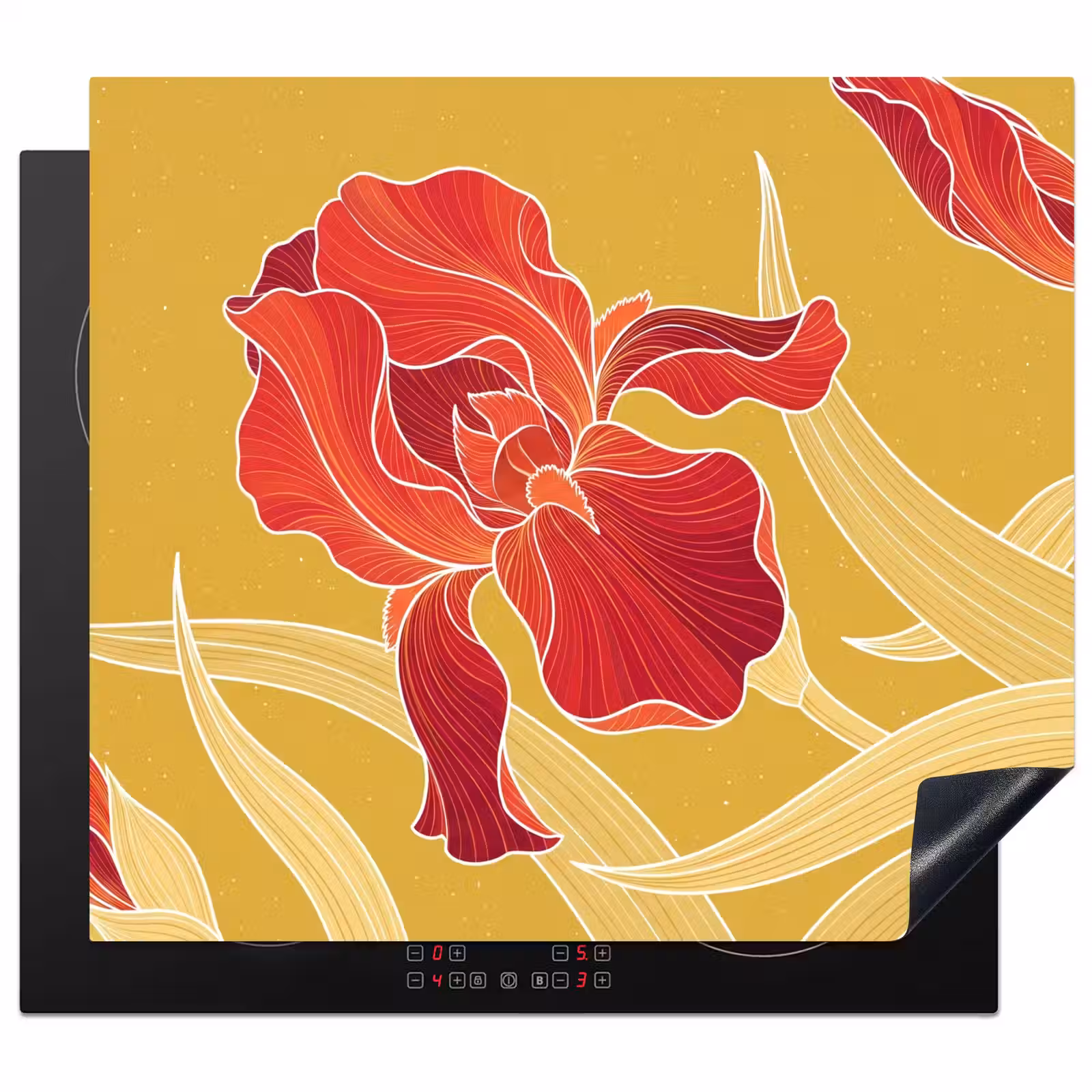 Herdabdeckplatte - Blumen – Illustration – Rot - Bloemen - Illustratie - Rood Inductie beschermer vinyl 3mm middel