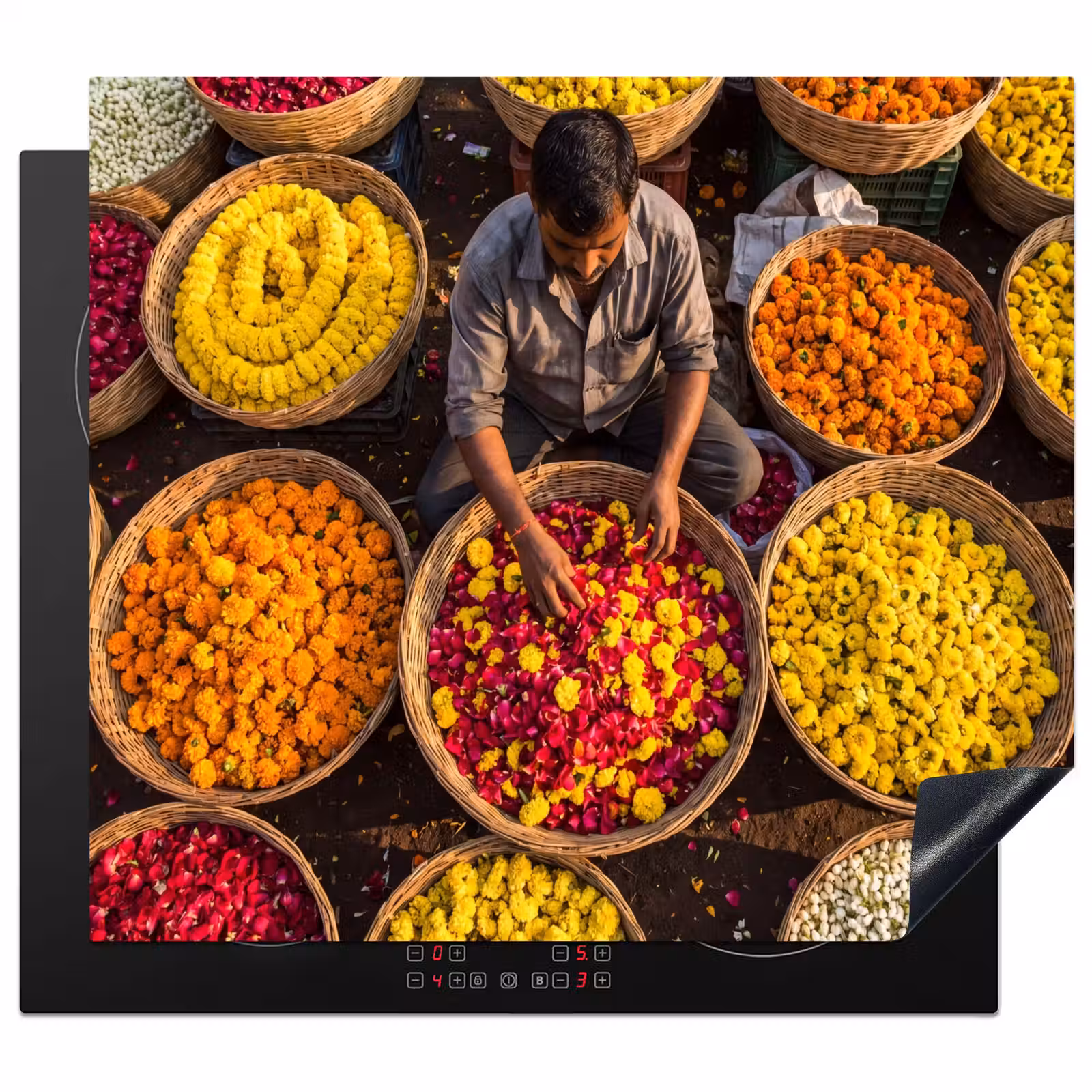 Herdabdeckplatte - Blumen – Markt – Bunt - Bloemen - Markt - Kleurrijk Inductie beschermer vinyl 3mm middel