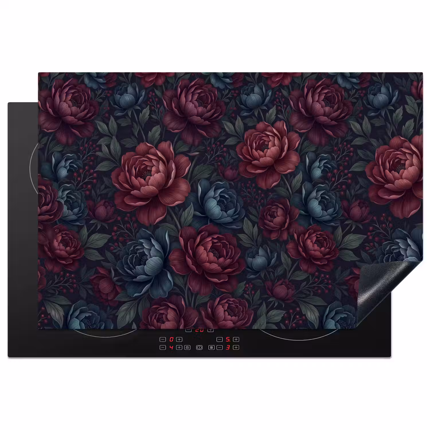 Bloemen - Patroon - Natuur - Klassiek - Donker Inductie beschermer vinyl 3mm klein -3d