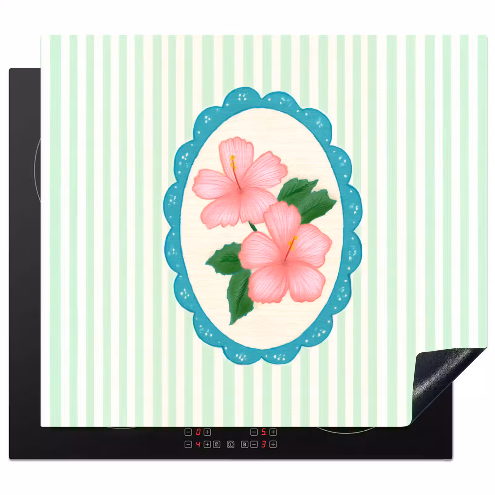 Bloemen - Ovaal - Strepen - Groen Inductie beschermer vinyl 3mm middel -3d