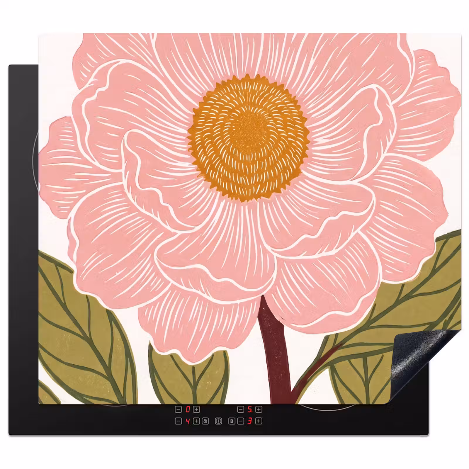 Herdabdeckplatte - Blumen – Rosa – Illustration - Bloemen - Roze - Illustratie Inductie beschermer vinyl 3mm middel