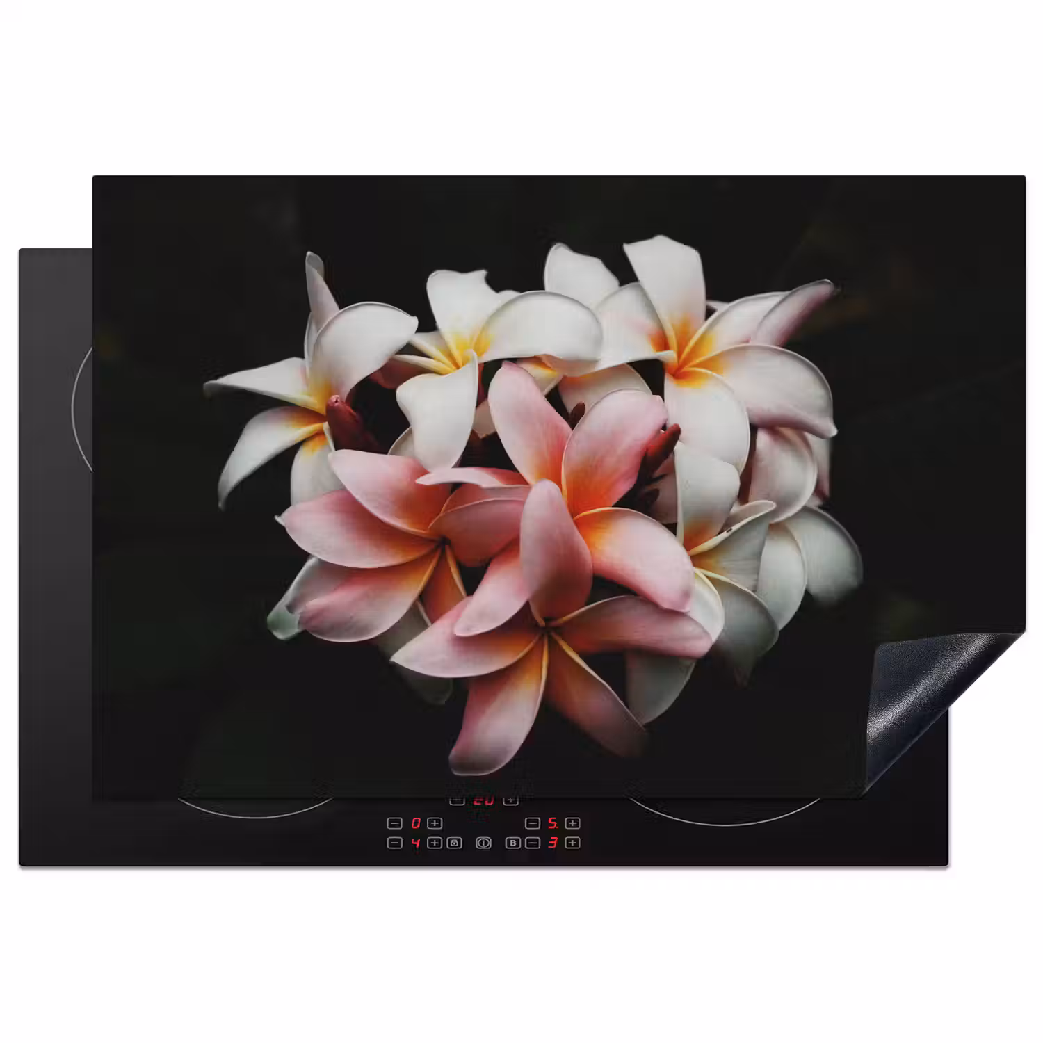 Bloemen - Roze - Zwart - Flora - Botanisch Inductie beschermer vinyl 3mm klein -3d
